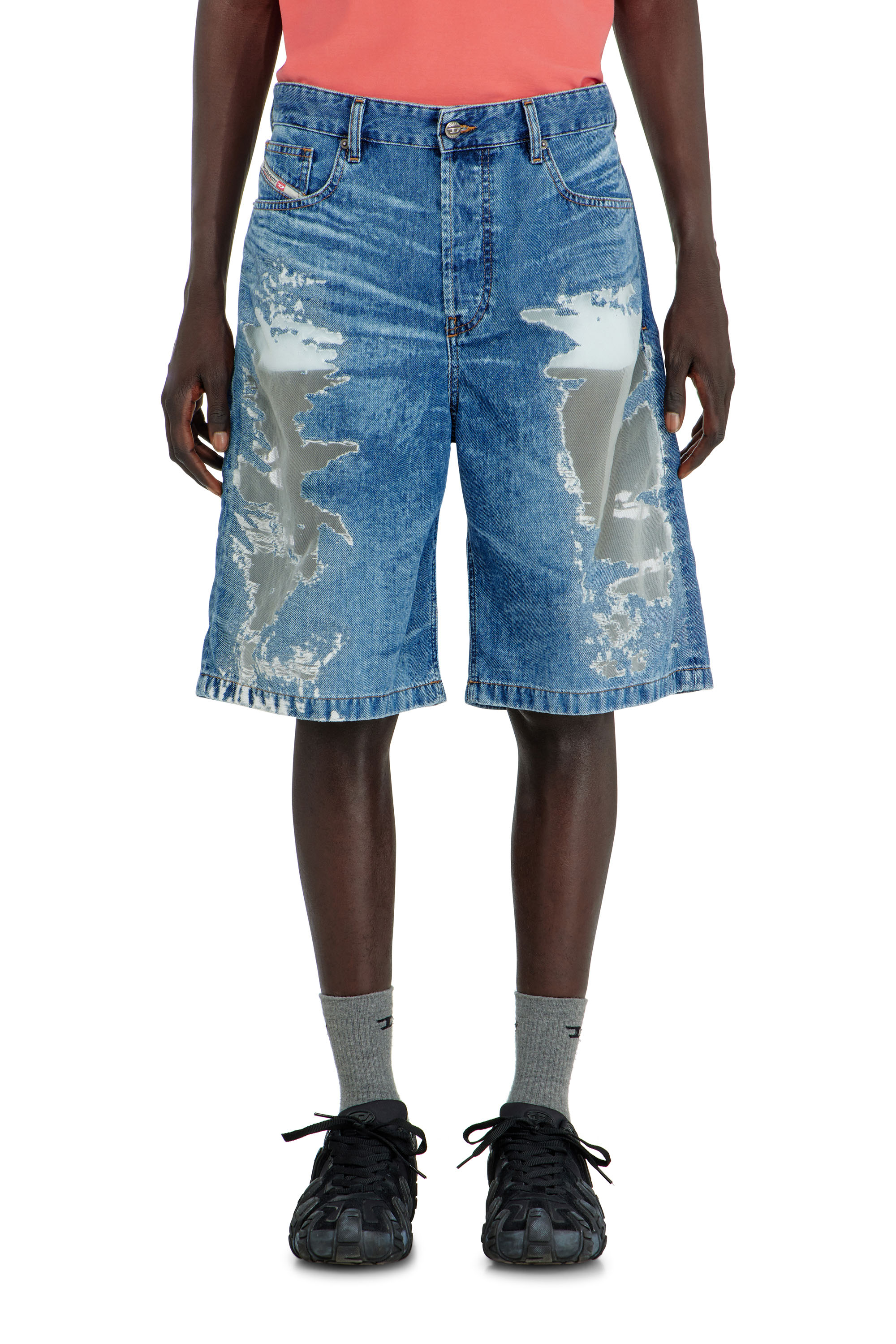 Diesel - PR-DE-SIRE-SHORT, Short en denim devor&eacute; Mixte in Bleu - 2