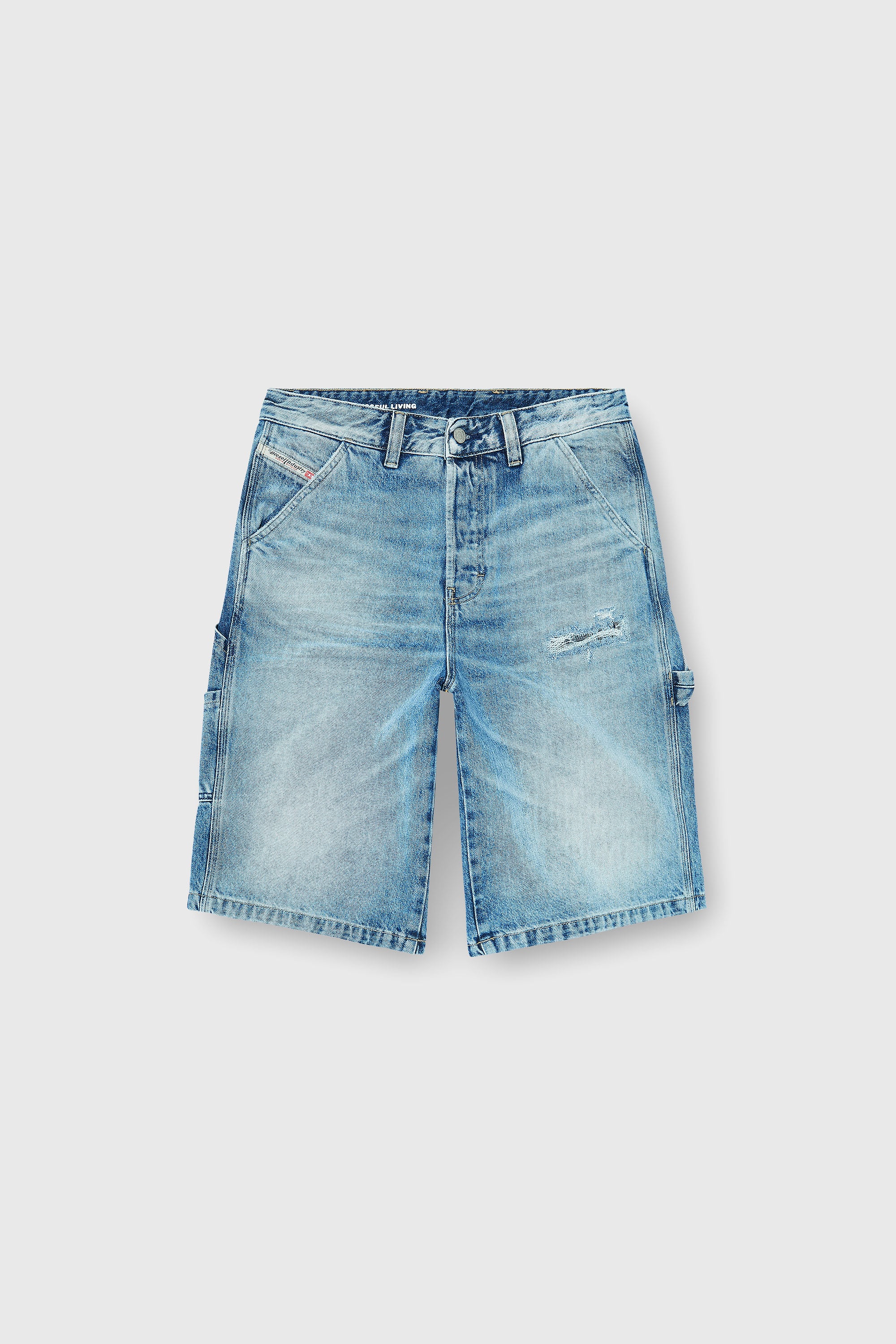 Diesel - D-LIVERY-W-SHORT, Short Relaxed en denim fluide avec abrasions Homme in Bleu - 2