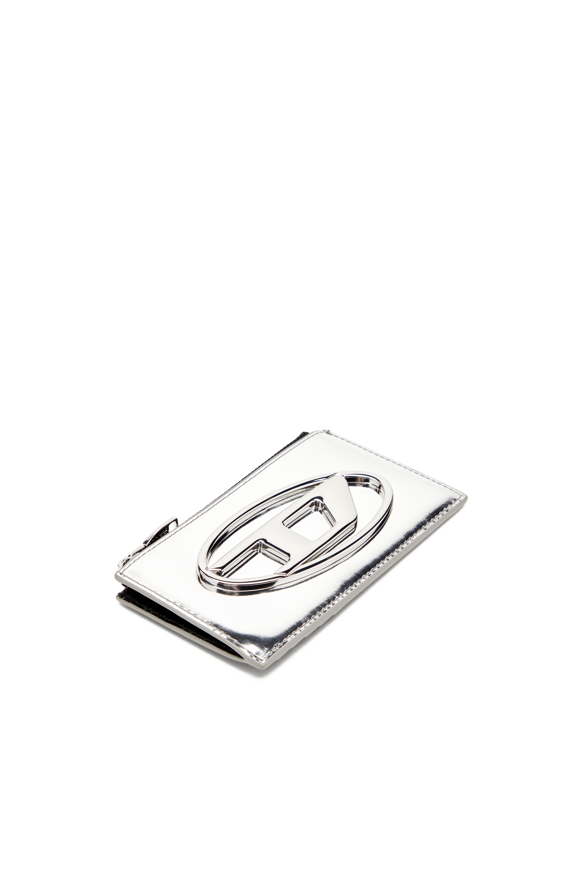 Diesel - 1DR CARD HOLDER III, Porte-cartes en cuir effet miroir Femme in Gris argenté - 5