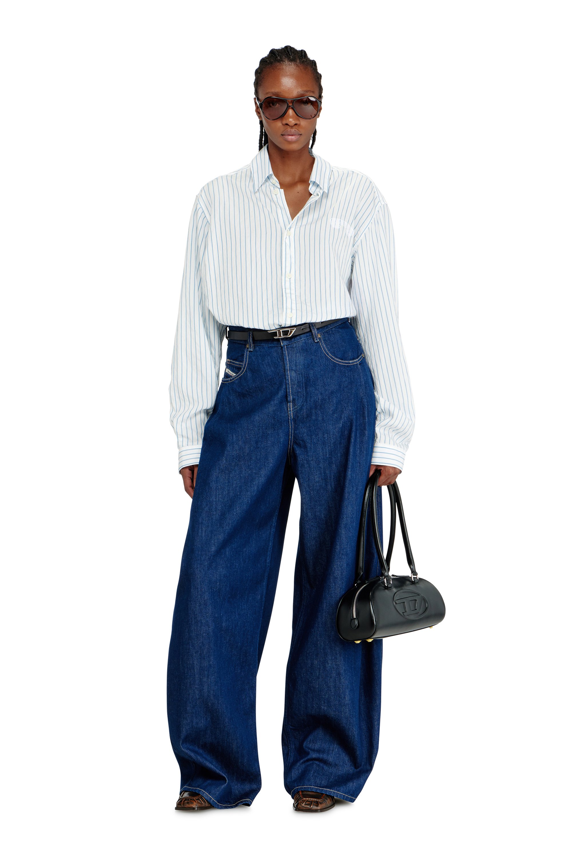 Diesel - 1DR DOME SHOULDER EW, 1DR Dome - Sac bowling allong&eacute; en cuir Femme in Noir - 2