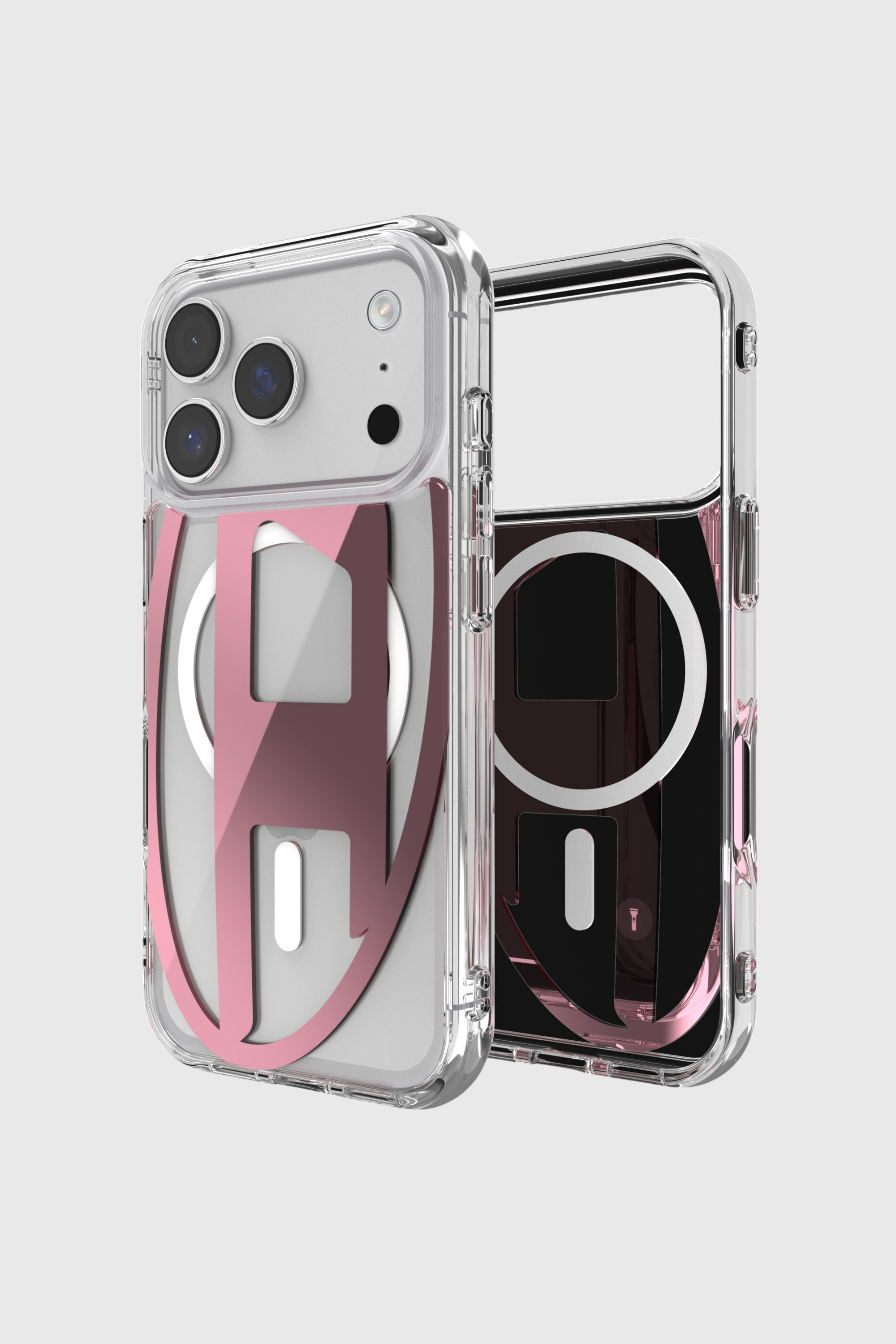 Diesel - 60421 AOP CASE, &Eacute;tui m&eacute;tallique Oval D avec Magsafe pour iPhone 17 Pro Mixte in Rose - 1