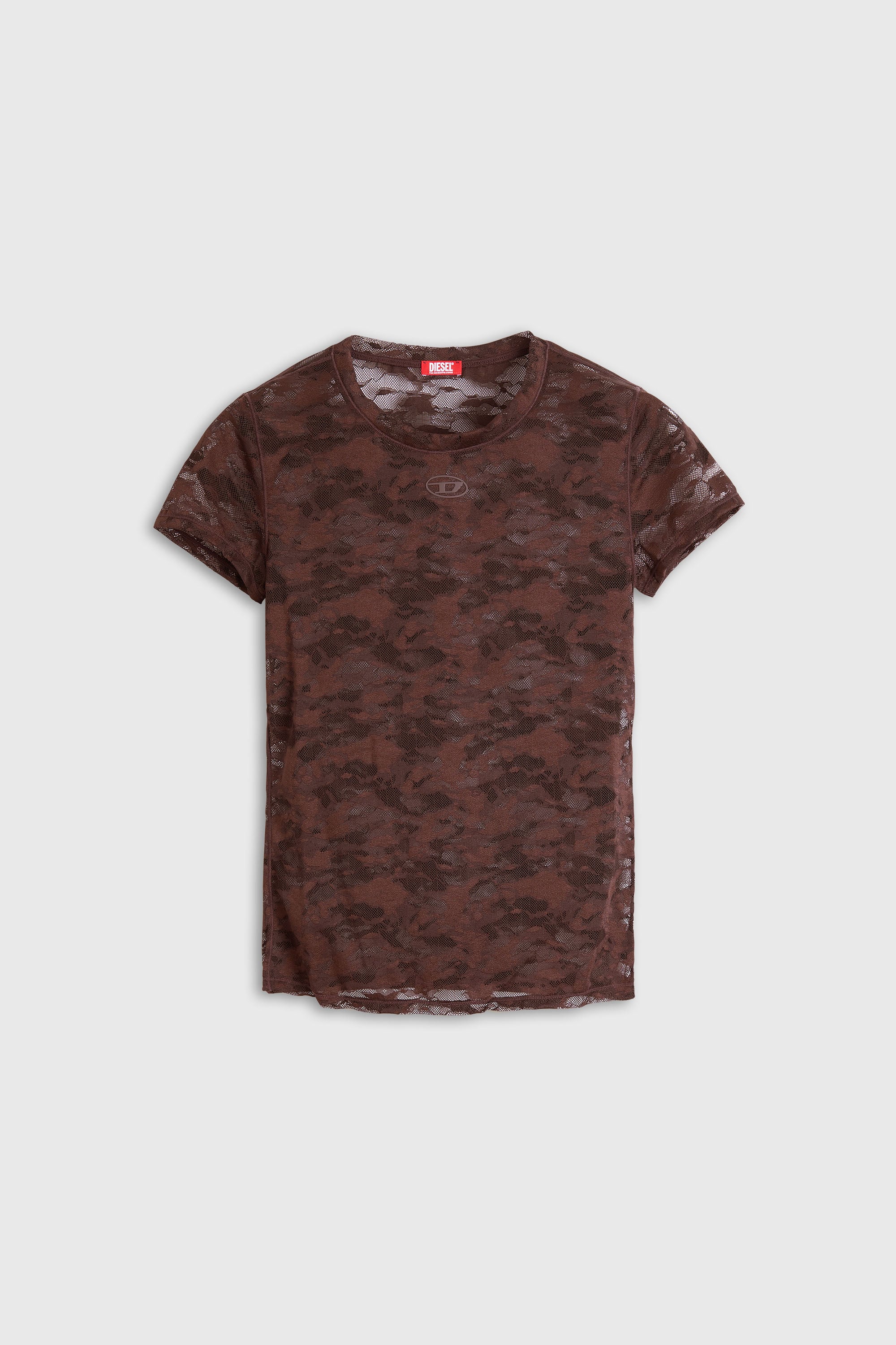 Diesel - KASIA-UTLT, T-shirt en dentelle camouflage Femme in Marron - 2