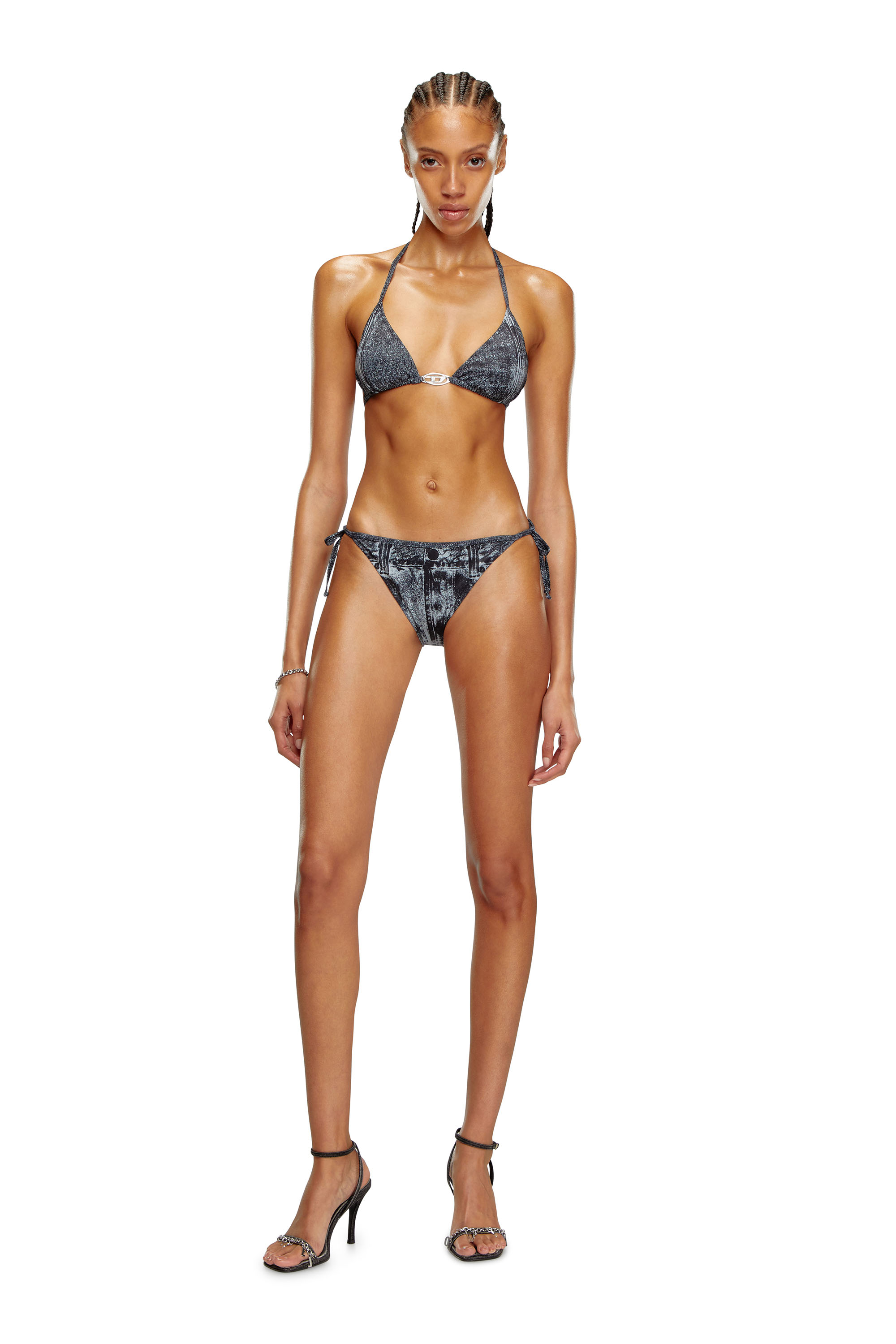 Diesel - BFB-SEES-T, Femme Haut de bikini avec imprimé denim in Noir - Image 3