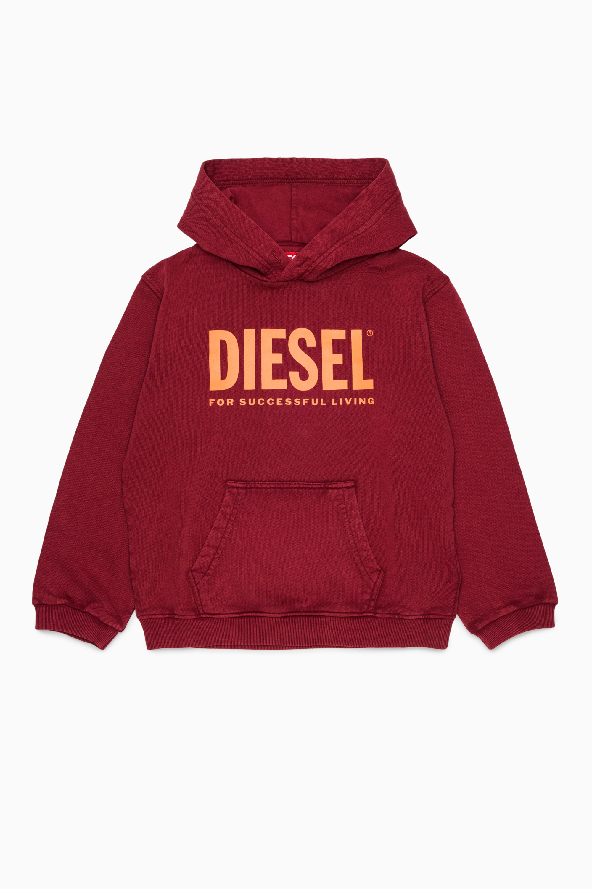 Diesel - STISEL OVER, Sweat &agrave; capuche avec maxi logo imprim&eacute; Homme in Rouge - 1