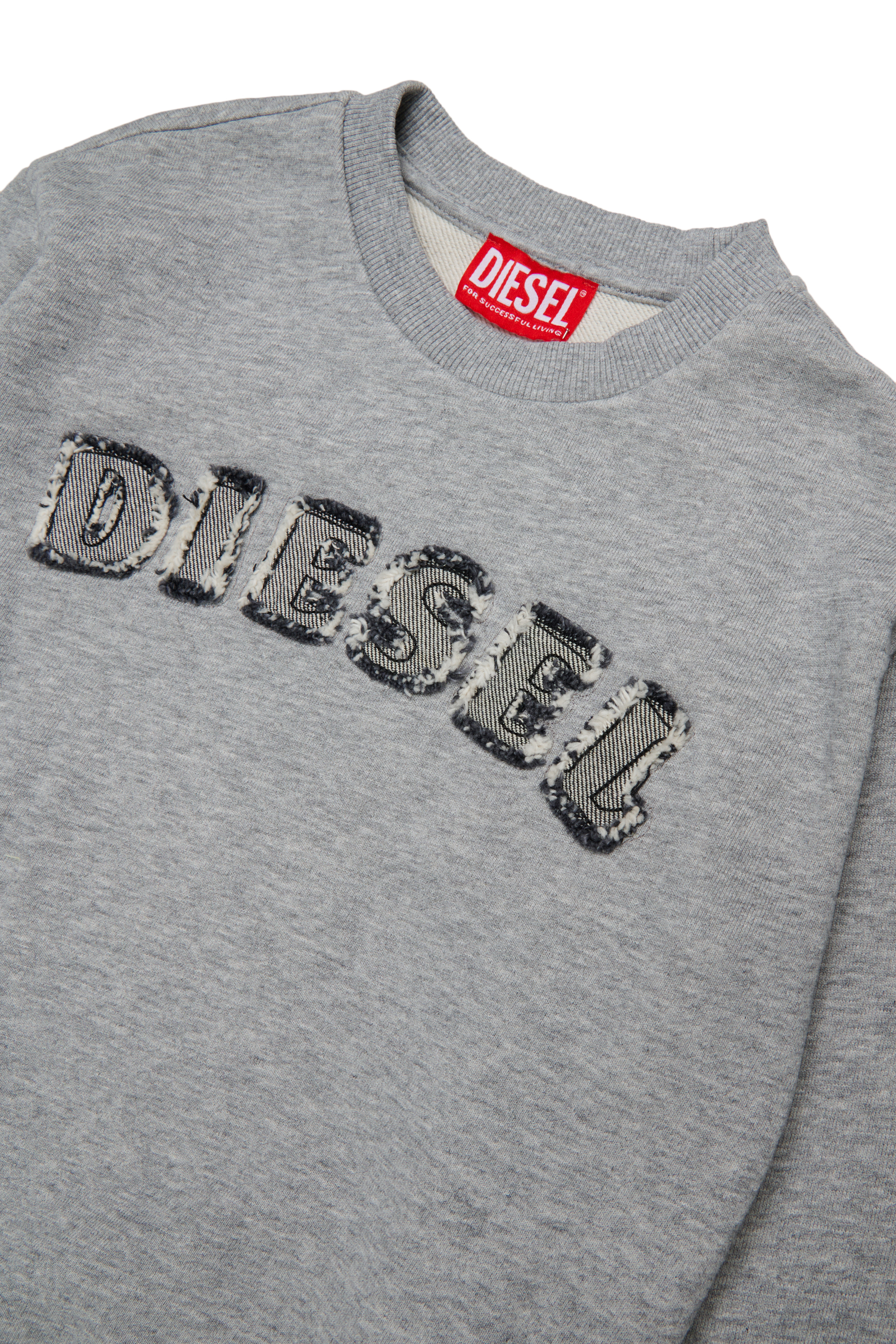 Diesel - SJEANS OVER, Sweatshirt avec lettres de logo effiloch&eacute;es Homme in Gris - 3
