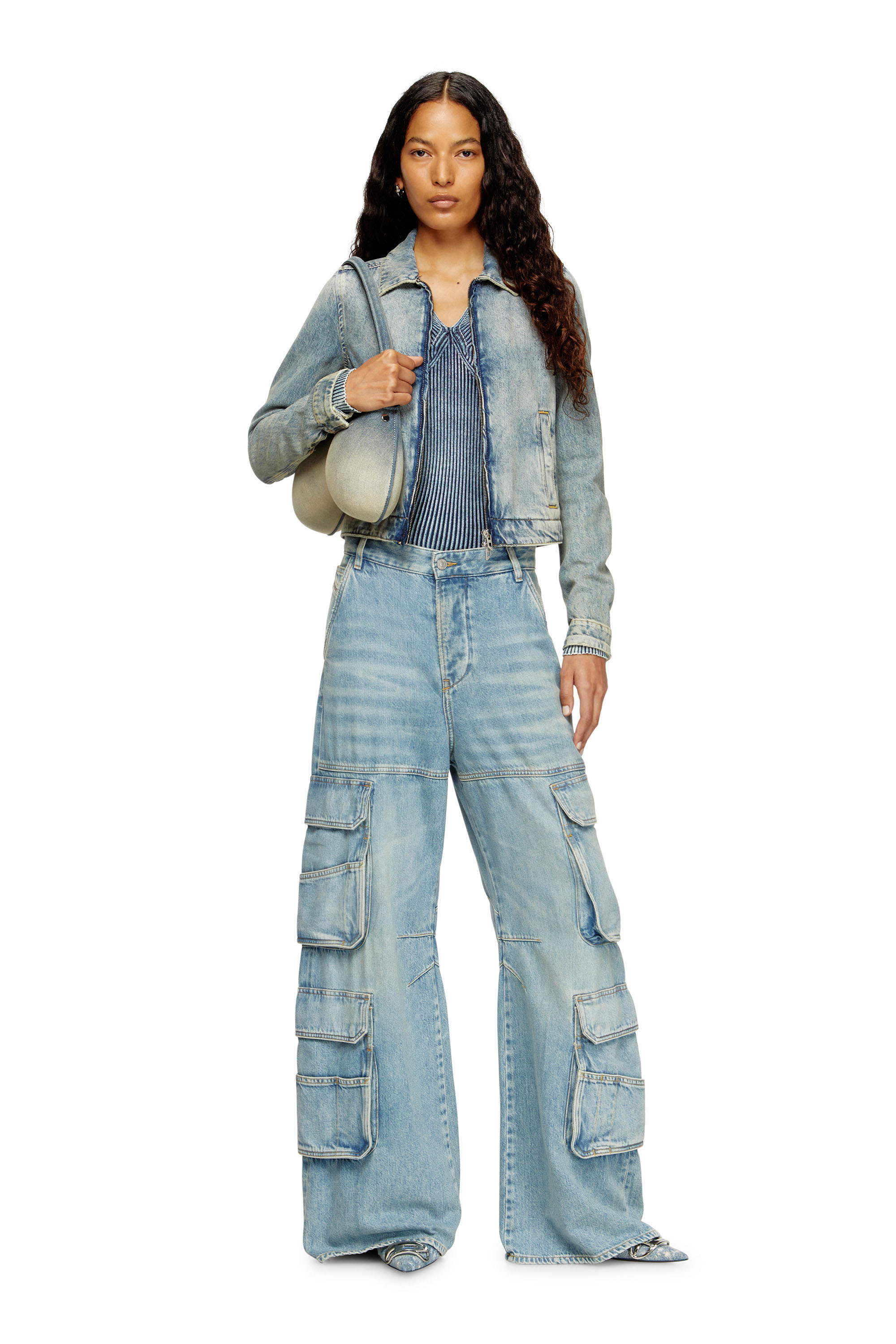 Diesel - DE-CORB, Veste en denim Tencel fluide effet sali Femme in Bleu - 2