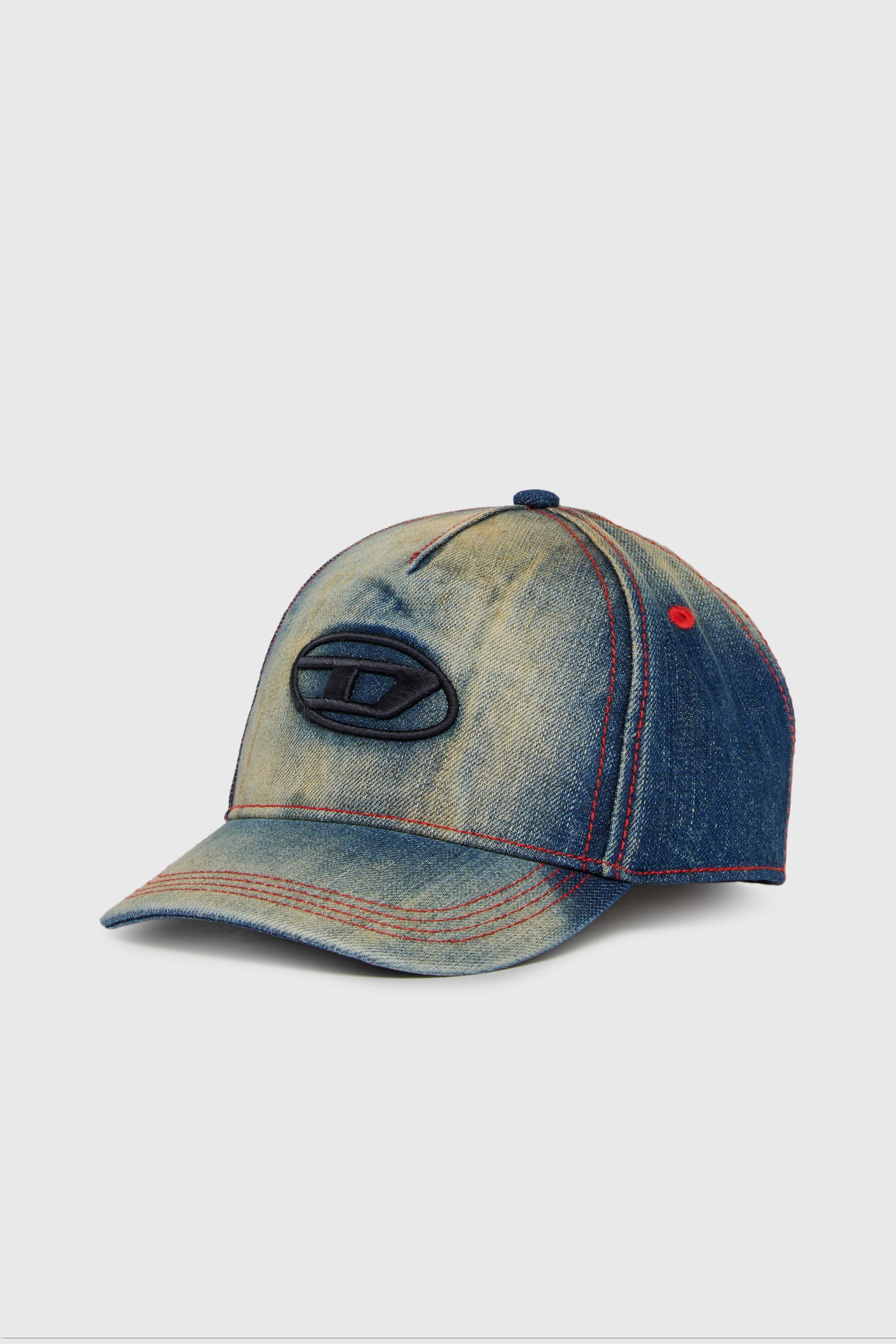 Diesel - FIMEN, Casquette en denim d&eacute;lav&eacute; avec broderie Oval D Mixte in Bleu - 1