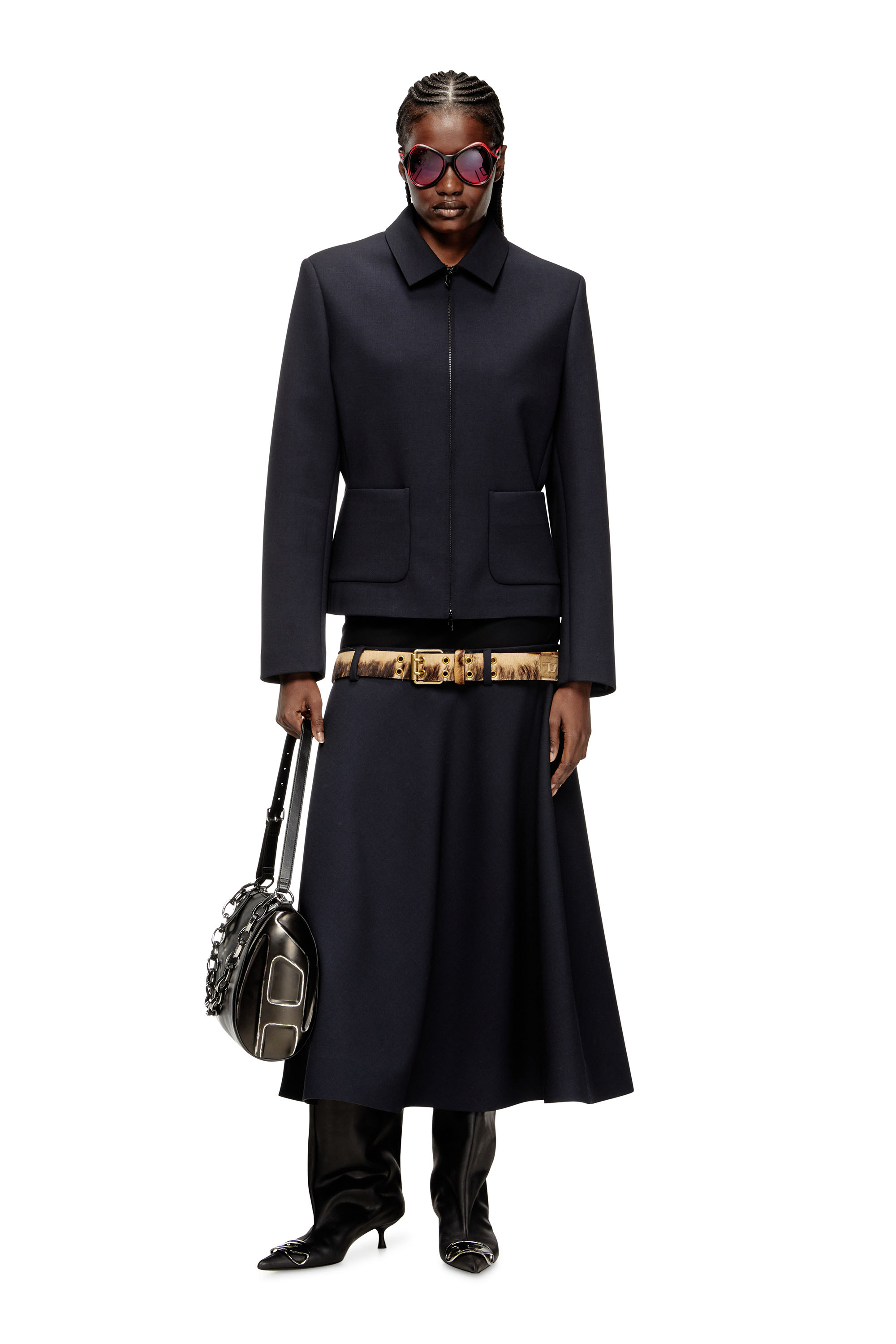 Diesel - D-VENUS 40 KB TUBE, Bottes hauteur genou en cuir huilé Femme in Noir - 6