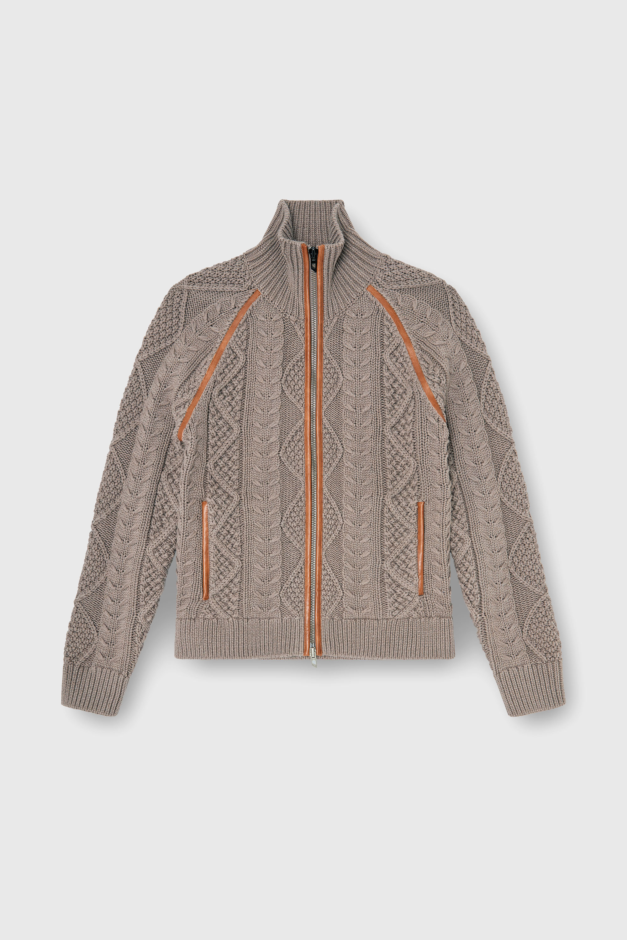 Diesel - K-INOKI, Cardigan zip en maille torsad&eacute;e Homme in Gris - 2