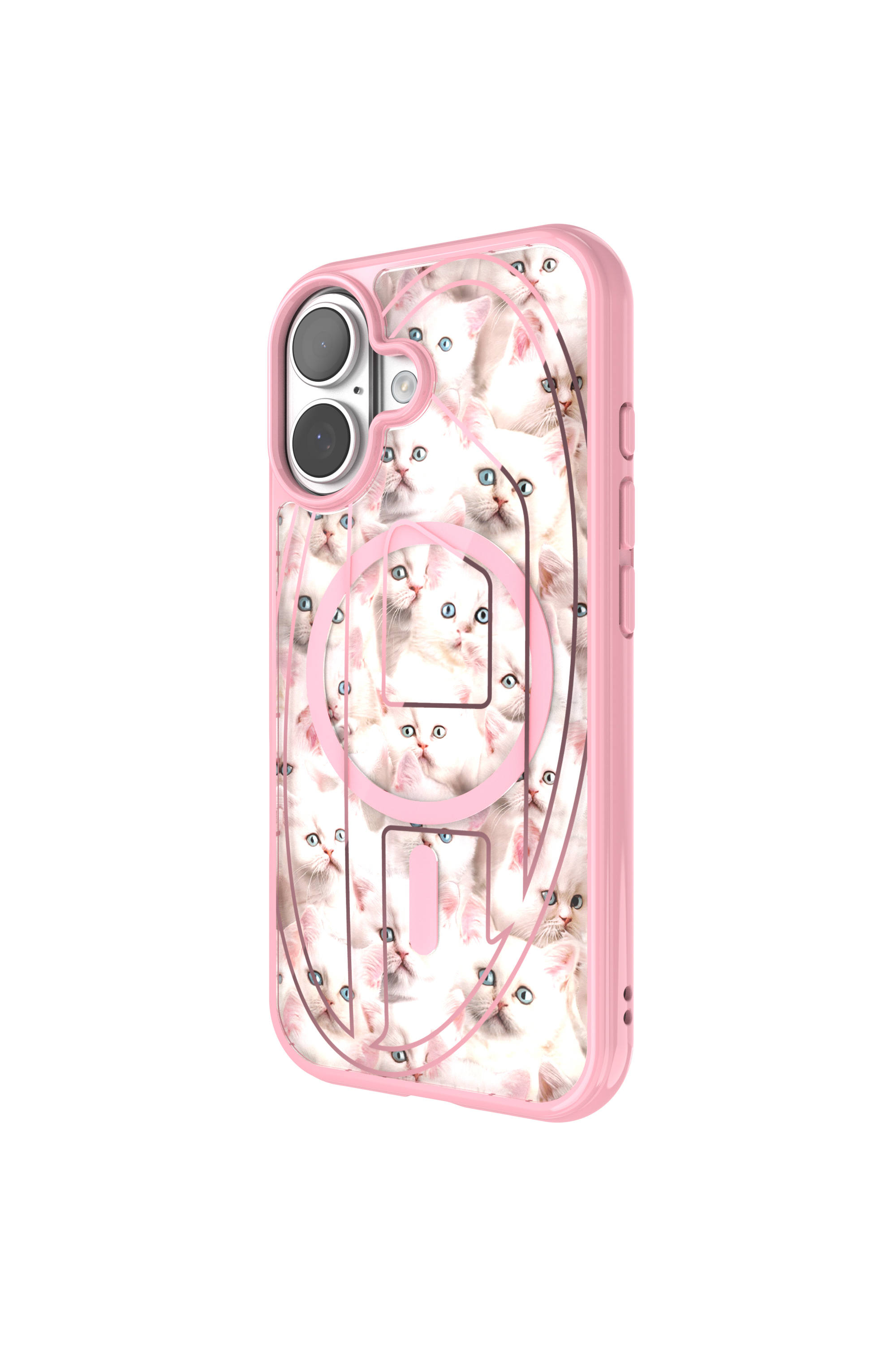Diesel - 60423 AOP CASE, Étui Oval D Cats avec Magsafe pour iPhone 17 Mixte in Rose - 4