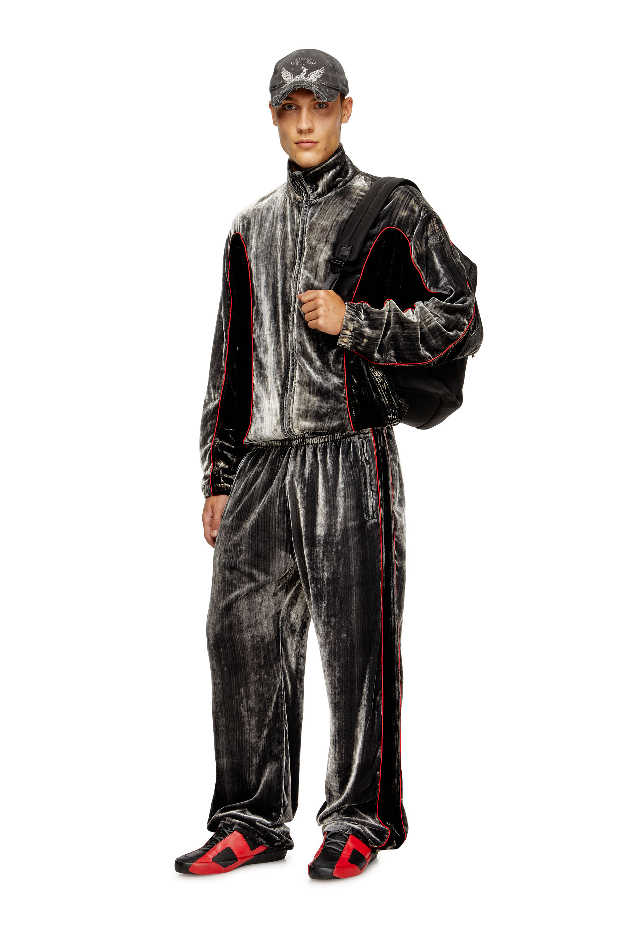 Diesel - P-HAY, Pantalon de survêtement en velours traité Homme in Gris - 2