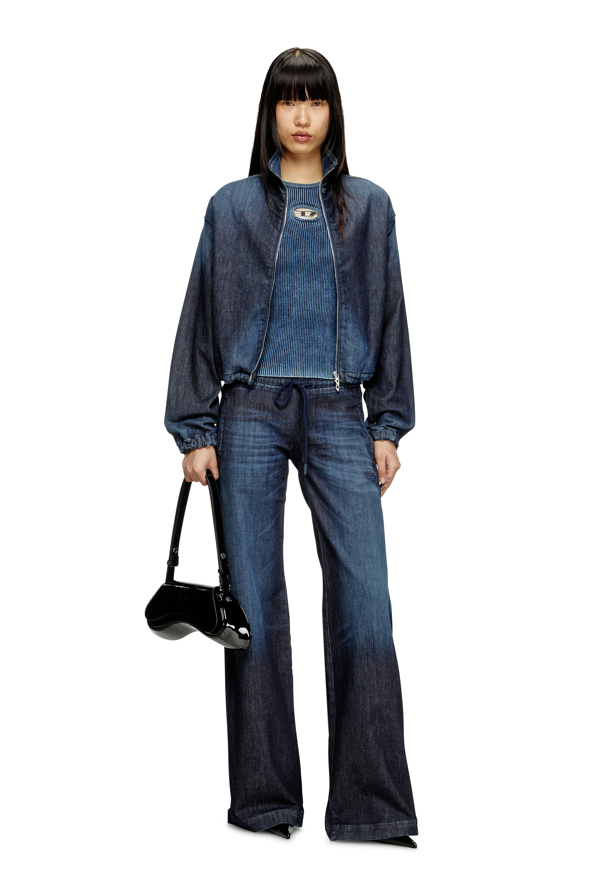 Diesel - M-ANCHOR-A-SL, Débardeur en maille côtelée avec Oval D Femme in Bleu - 2