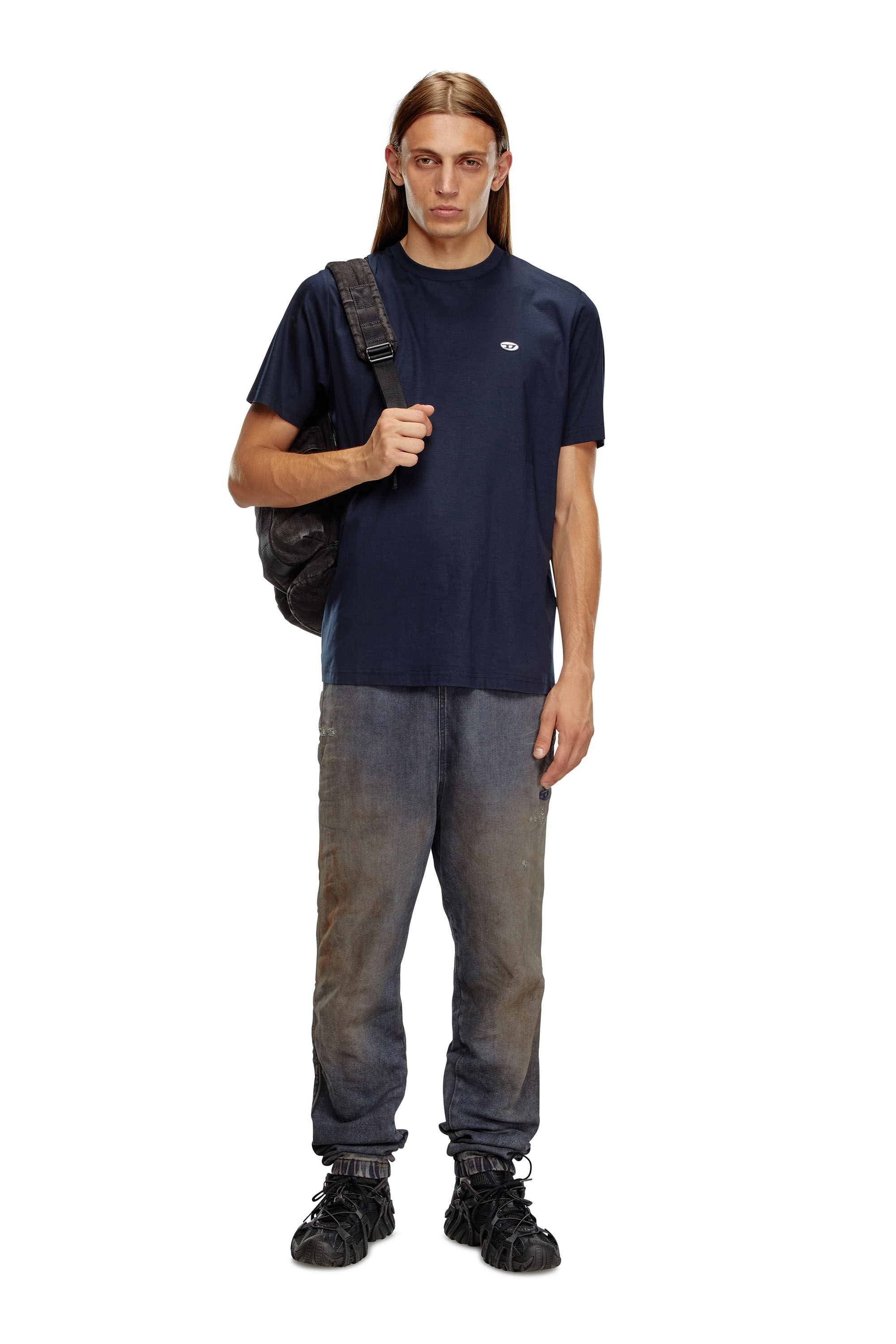 Diesel - T-JUST-DOVAL-PJ, Homme T-shirt avec empiècement oval D in Bleu - Image 2