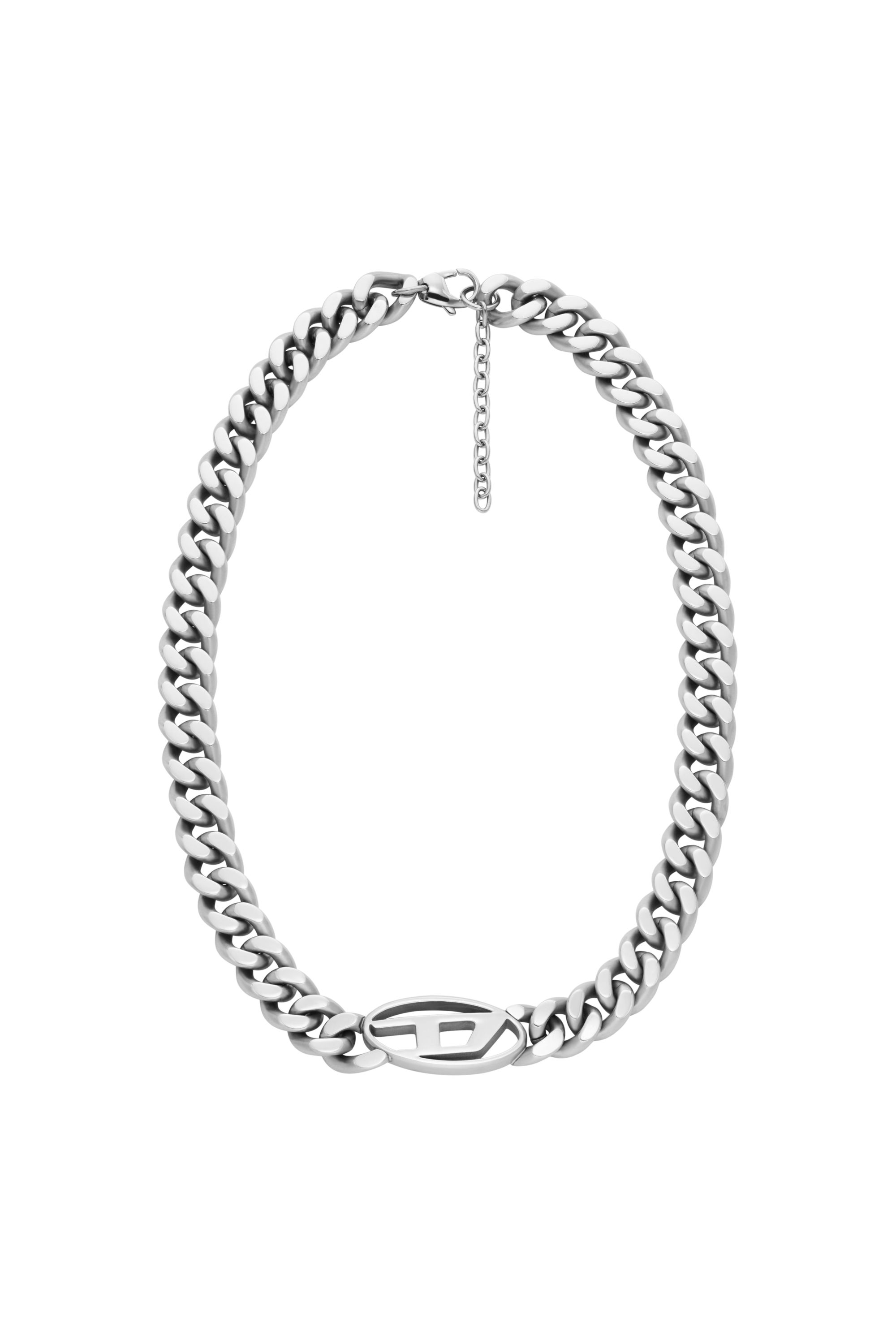 Diesel - DX1433, Choker avec logo D ovale Homme in Gris argenté - 1