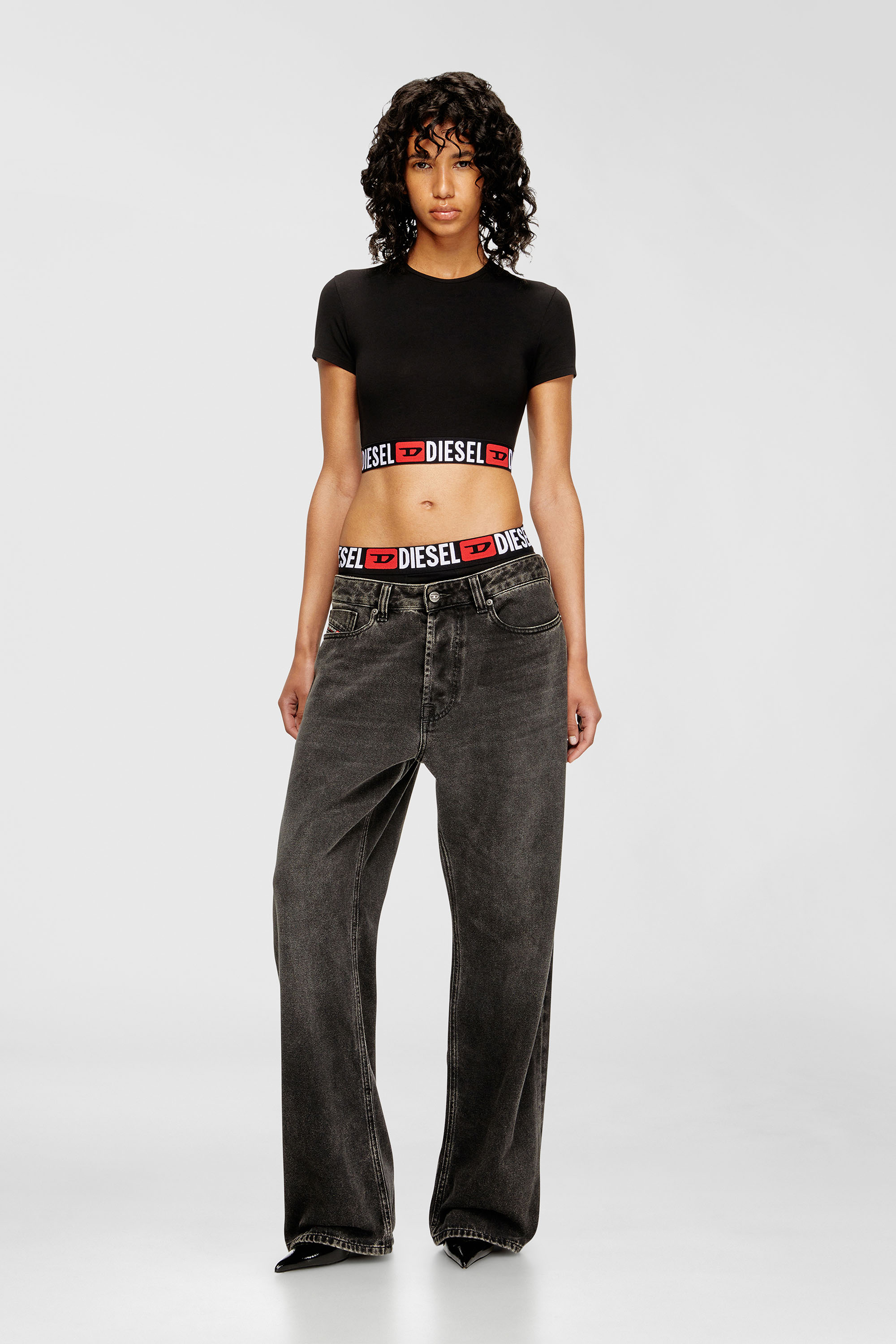 Diesel - IRMA-D-CORE, Crop top avec bande &agrave; logo Femme in Noir - 6