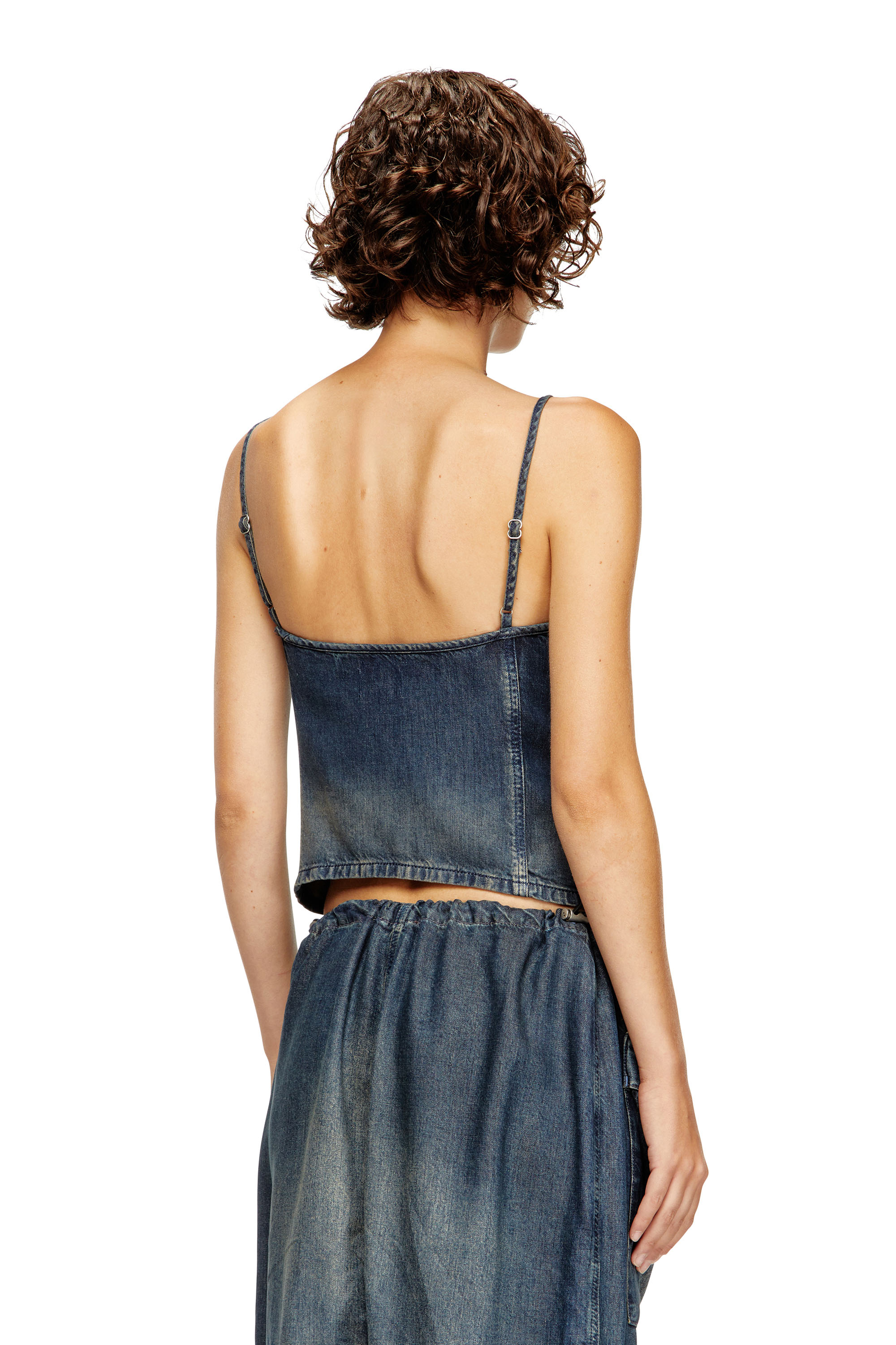 Diesel - DE-MELLIS-S, Haut en denim dégradé et fluide Femme in Bleu - 3