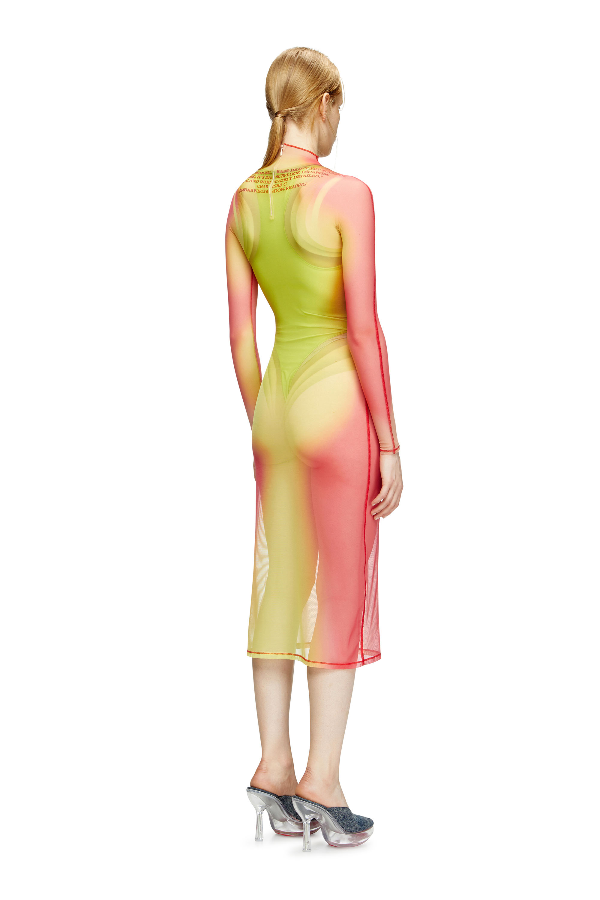 Diesel - D-AFNIC, Robe midi superposée avec imprimé paroles Femme in Polychrome - 4