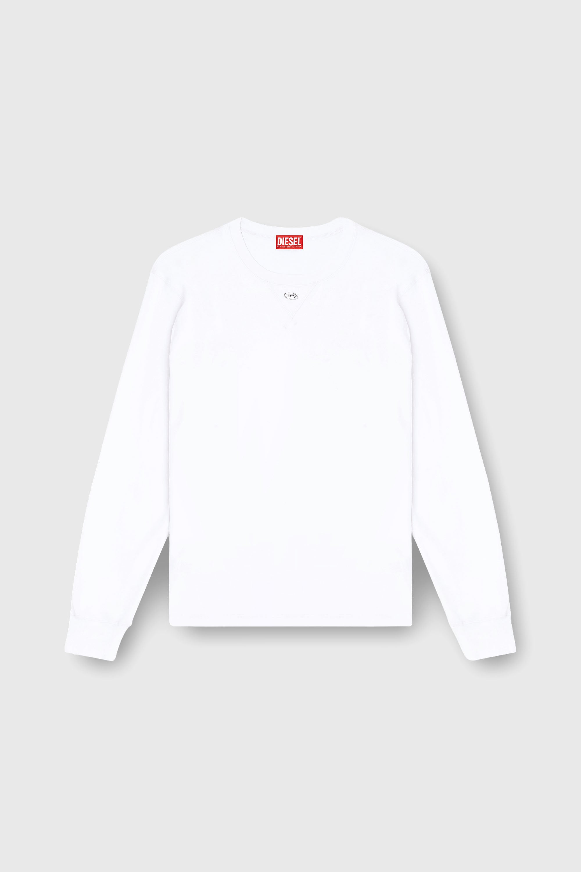 Diesel - T-MADJUST-LS-TR, T-shirt &agrave; manches longues en coton avec Oval D Homme in Blanc - 2