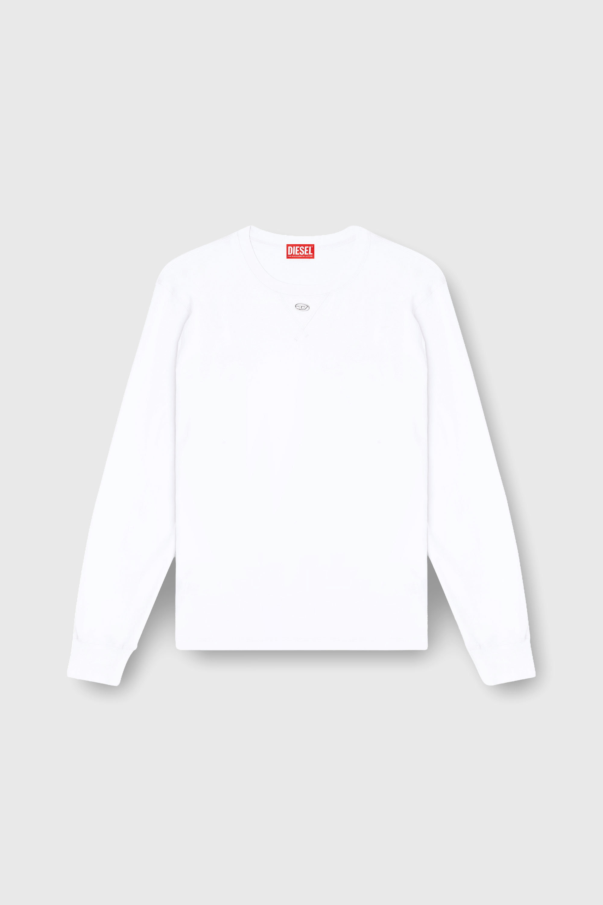 Diesel - T-MADJUST-LS-TR, T-shirt &agrave; manches longues en coton avec Oval D Homme in Blanc - 2