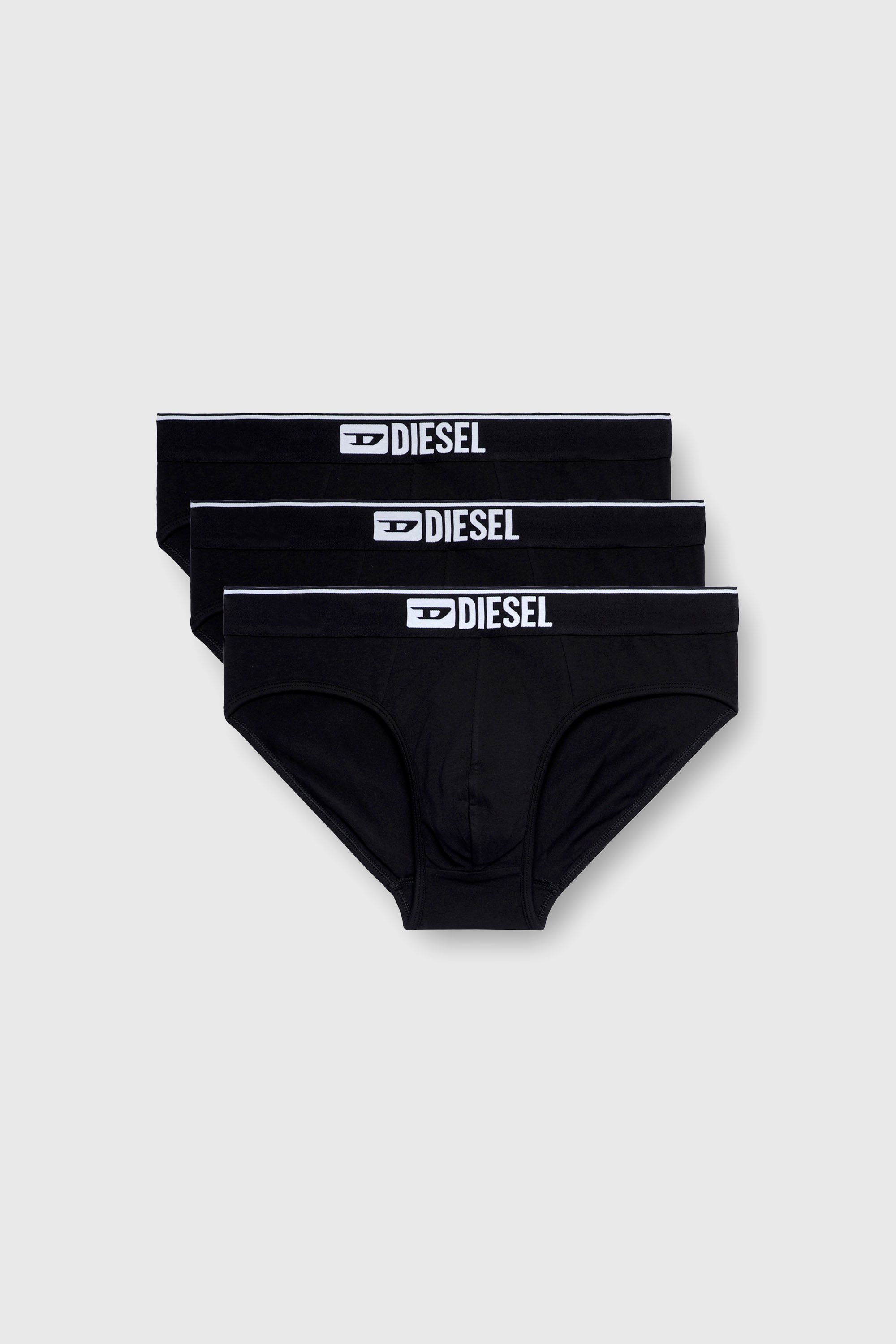 Diesel - UMBR-ANDRETHREEPACK, Lot de trois slips couleur unie &agrave; logo Homme in Noir - 1