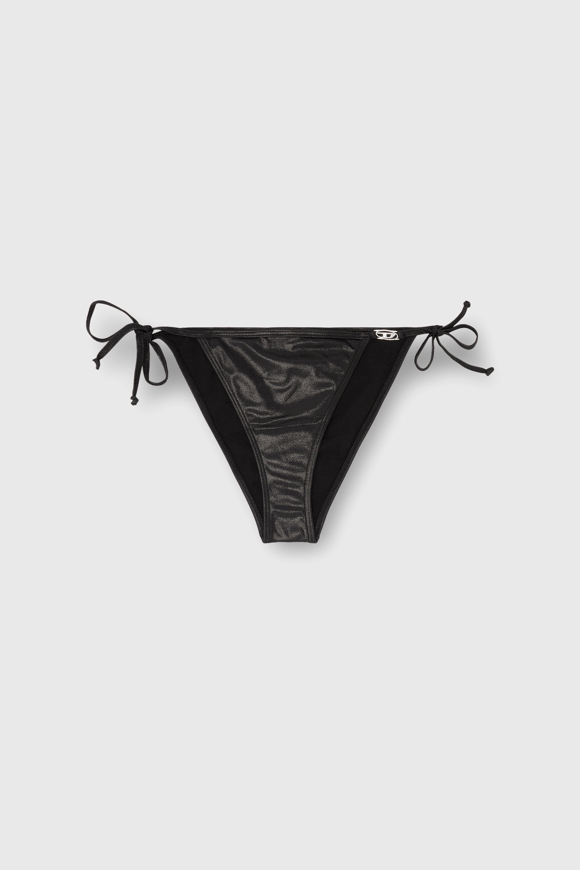 Diesel - BRIGITTES-DNM, Bas de bikini &agrave; liens lat&eacute;raux en tissu scintillant Femme in Noir - 2