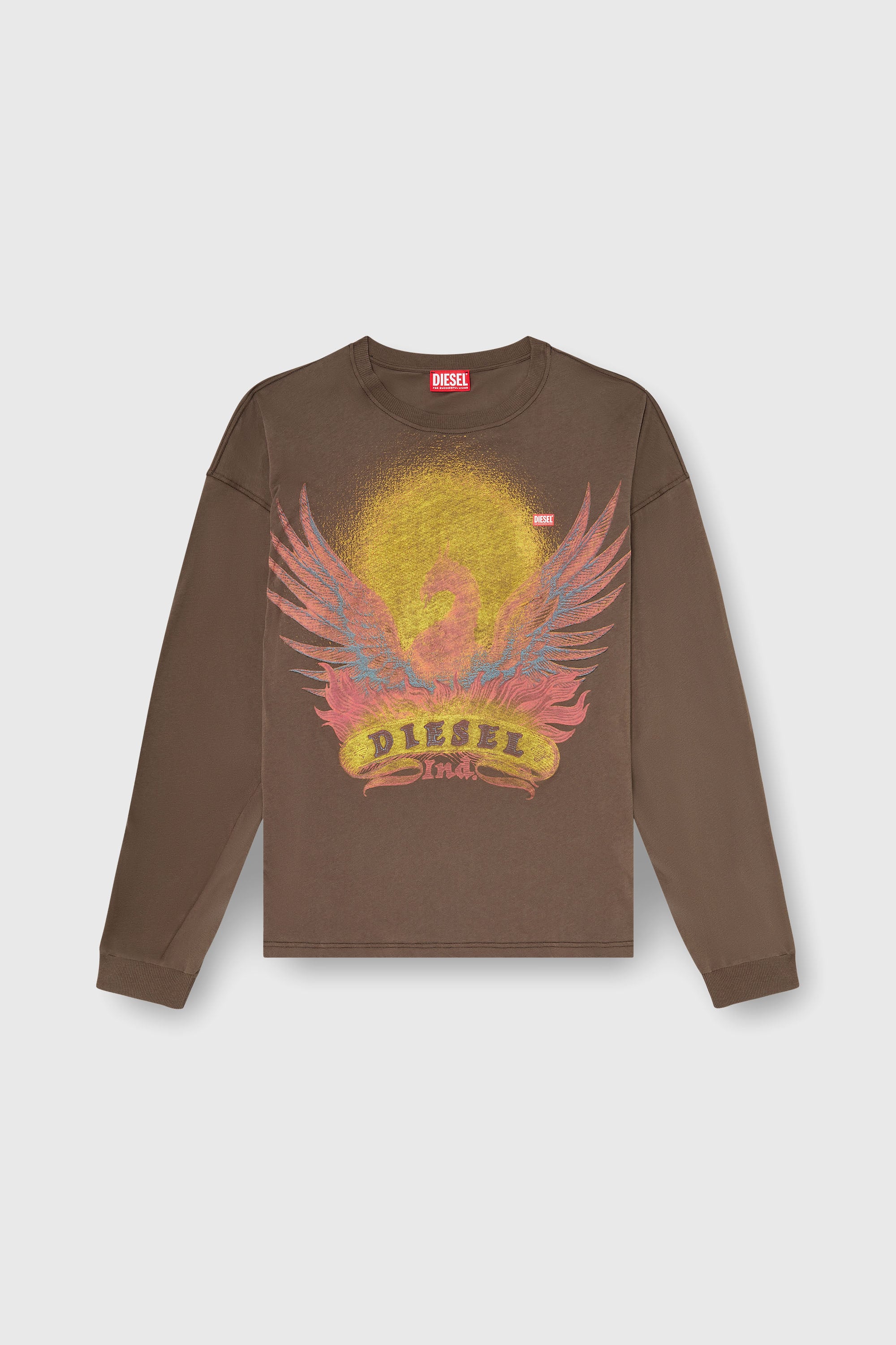Diesel - T-BOXT-LS-AA1, T-shirt &agrave; manches longues avec motif Phoenix Homme in Marron - 2