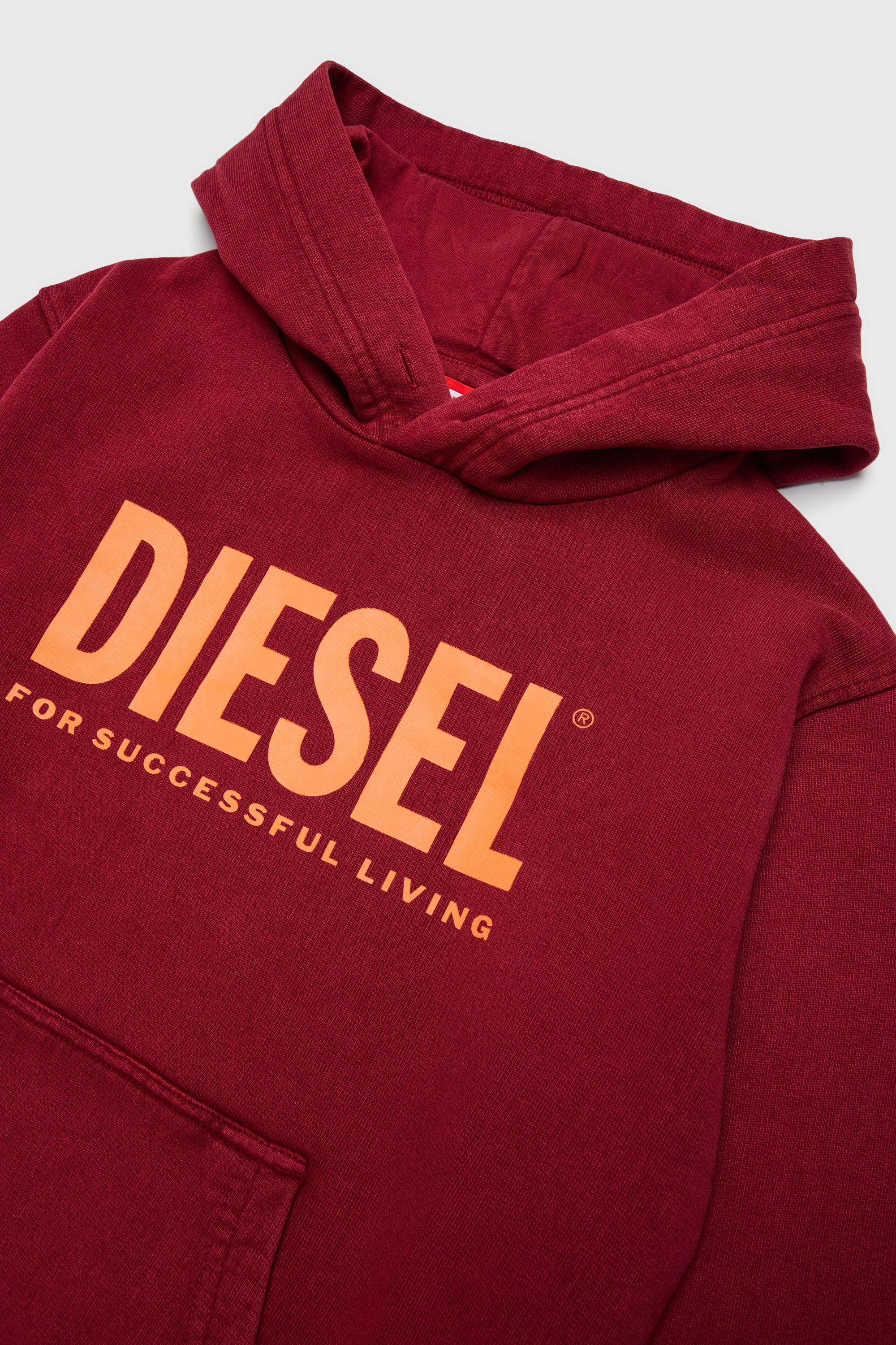 Diesel - STISEL OVER, Sweat &agrave; capuche avec maxi logo imprim&eacute; Homme in Rouge - 3