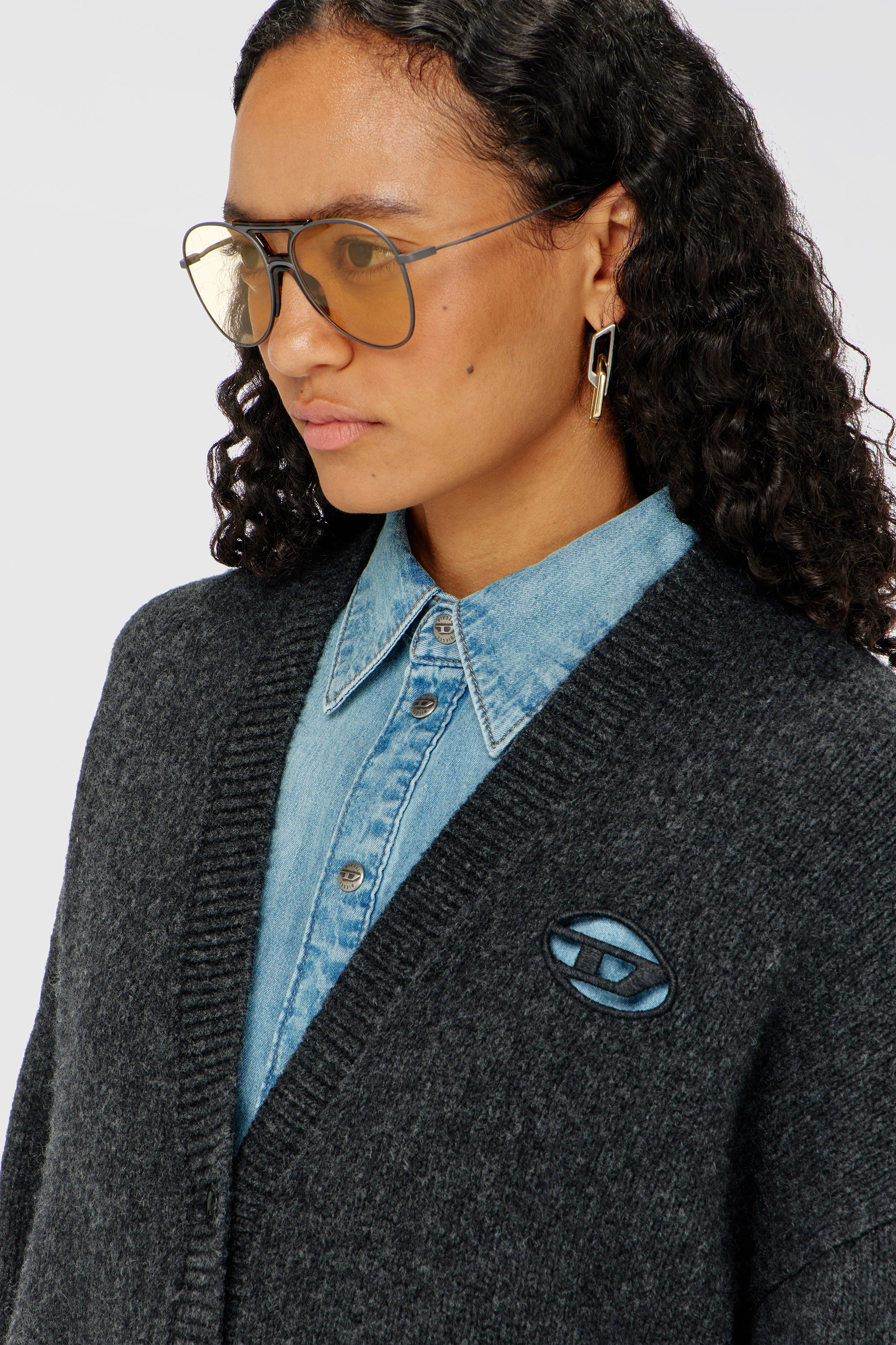 Diesel - M-AREELA, Cardigan en m&eacute;lange de laine et d'alpaga Femme in Polychrome - 5
