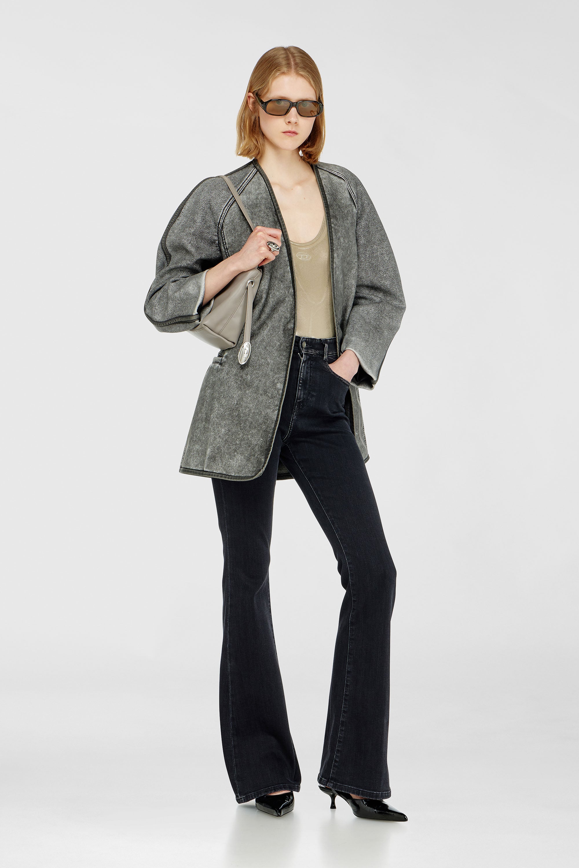 Diesel - G-ALAX, Veste cardigan avec manches cocon Femme in Gris - 2