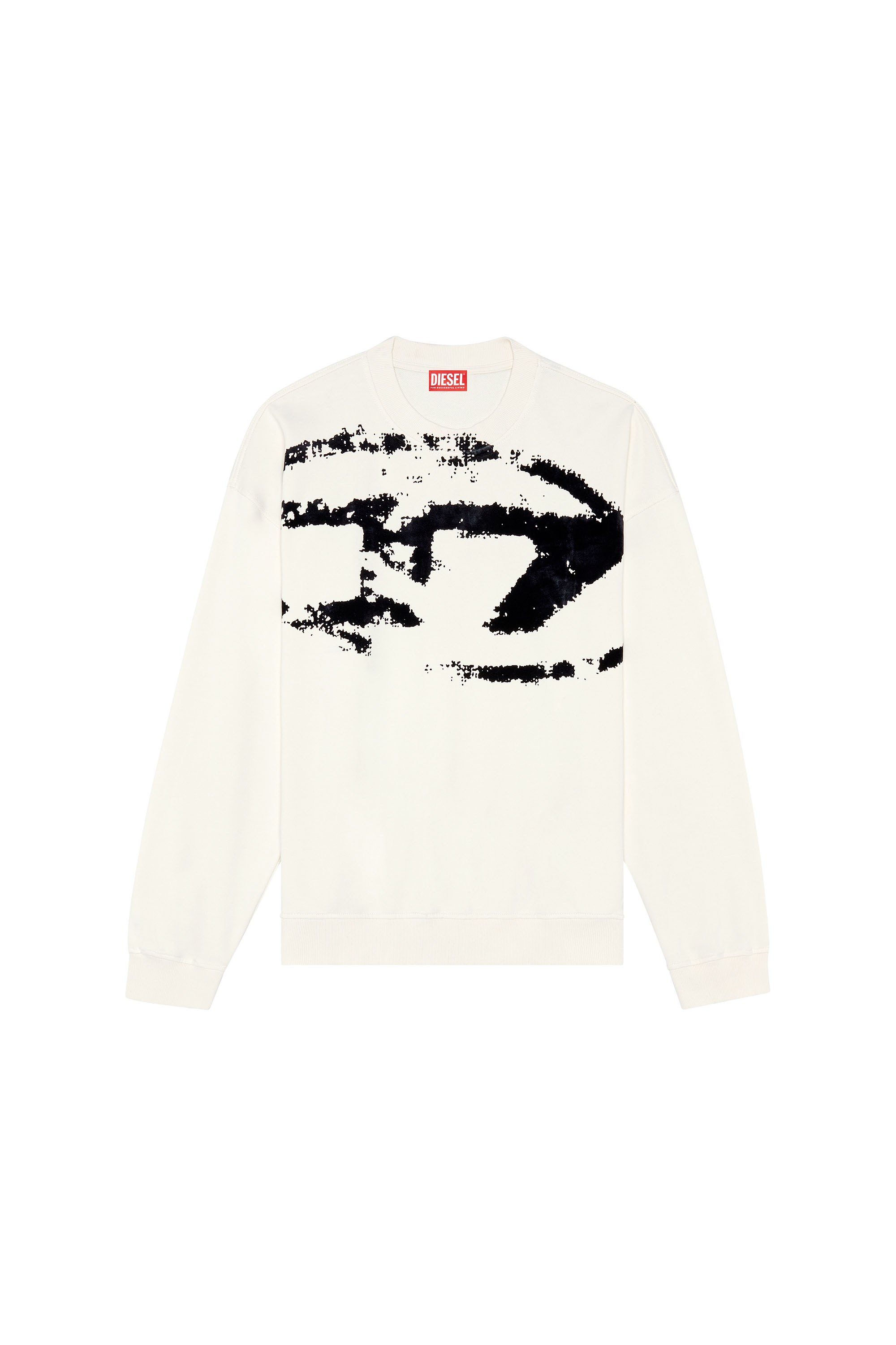 Diesel - S-BOXT-N5, Sweat-shirt avec logo floqué effet vieilli Homme in Blanc - 2