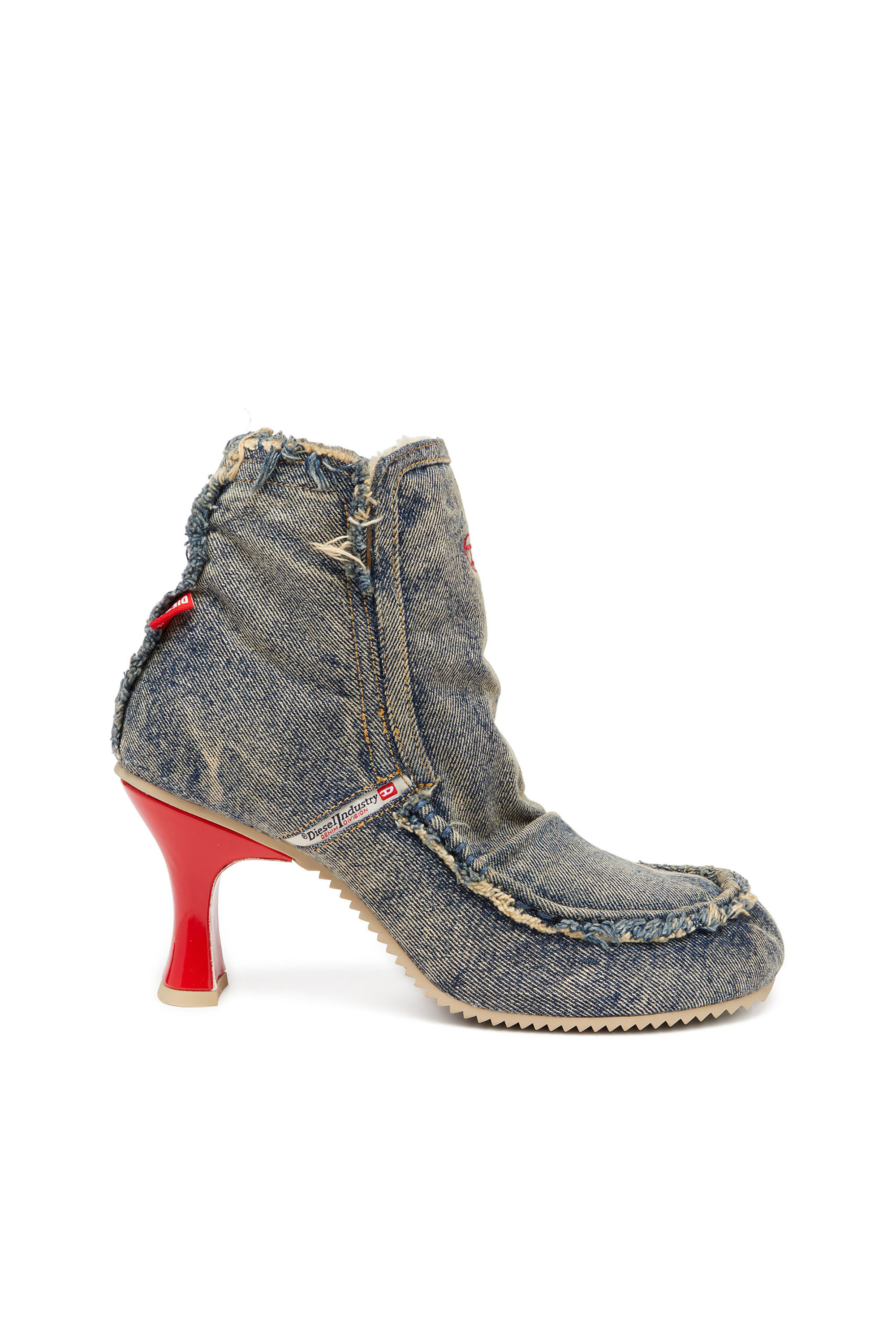 Diesel - D-WOODSTOCK HEEL AB, D-Woodstock - Bottes en denim à talon Femme in Bleu - 1