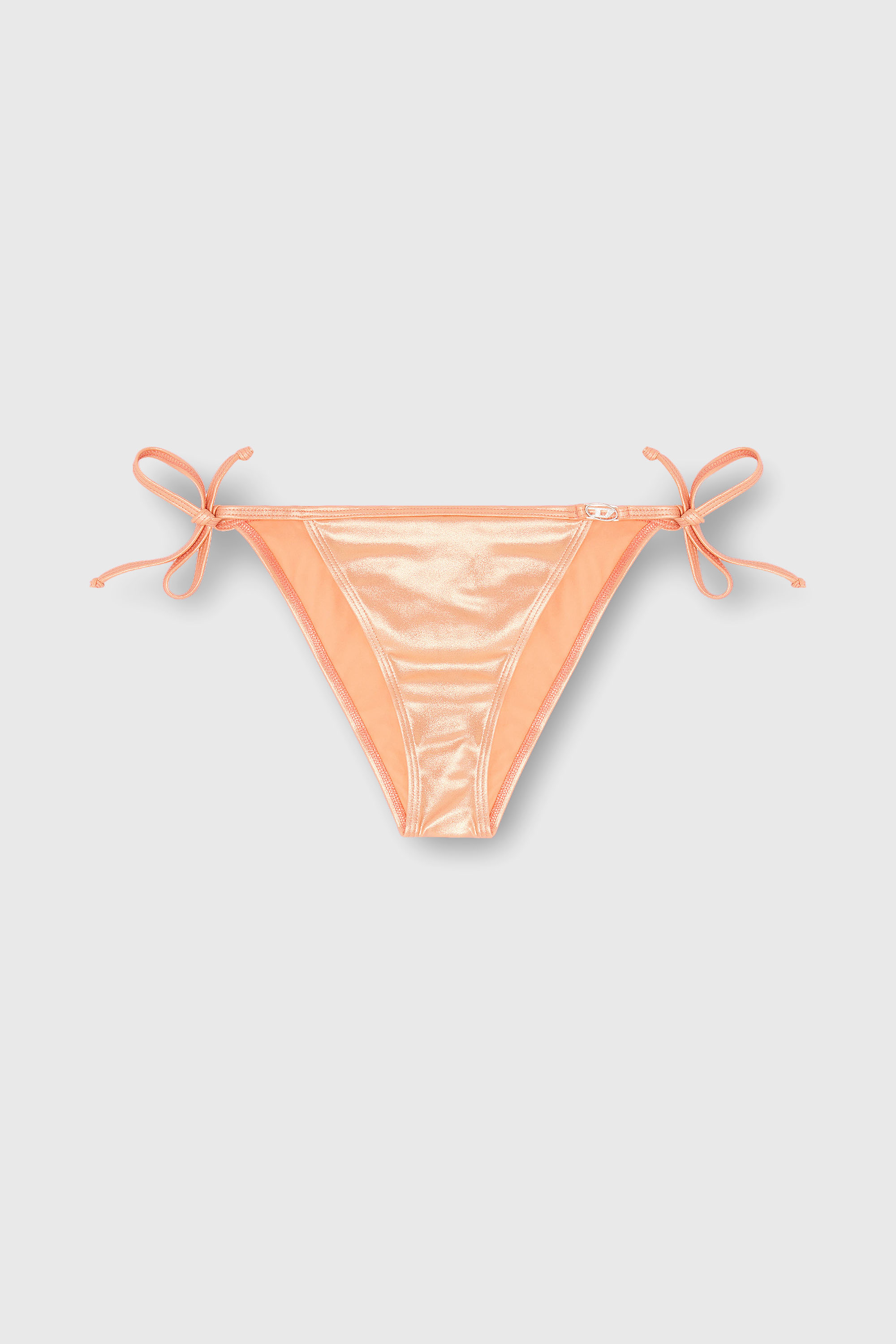 Diesel - BRIGITTES-DNM, Bas de bikini &agrave; liens lat&eacute;raux en tissu scintillant Femme in Orange - 2