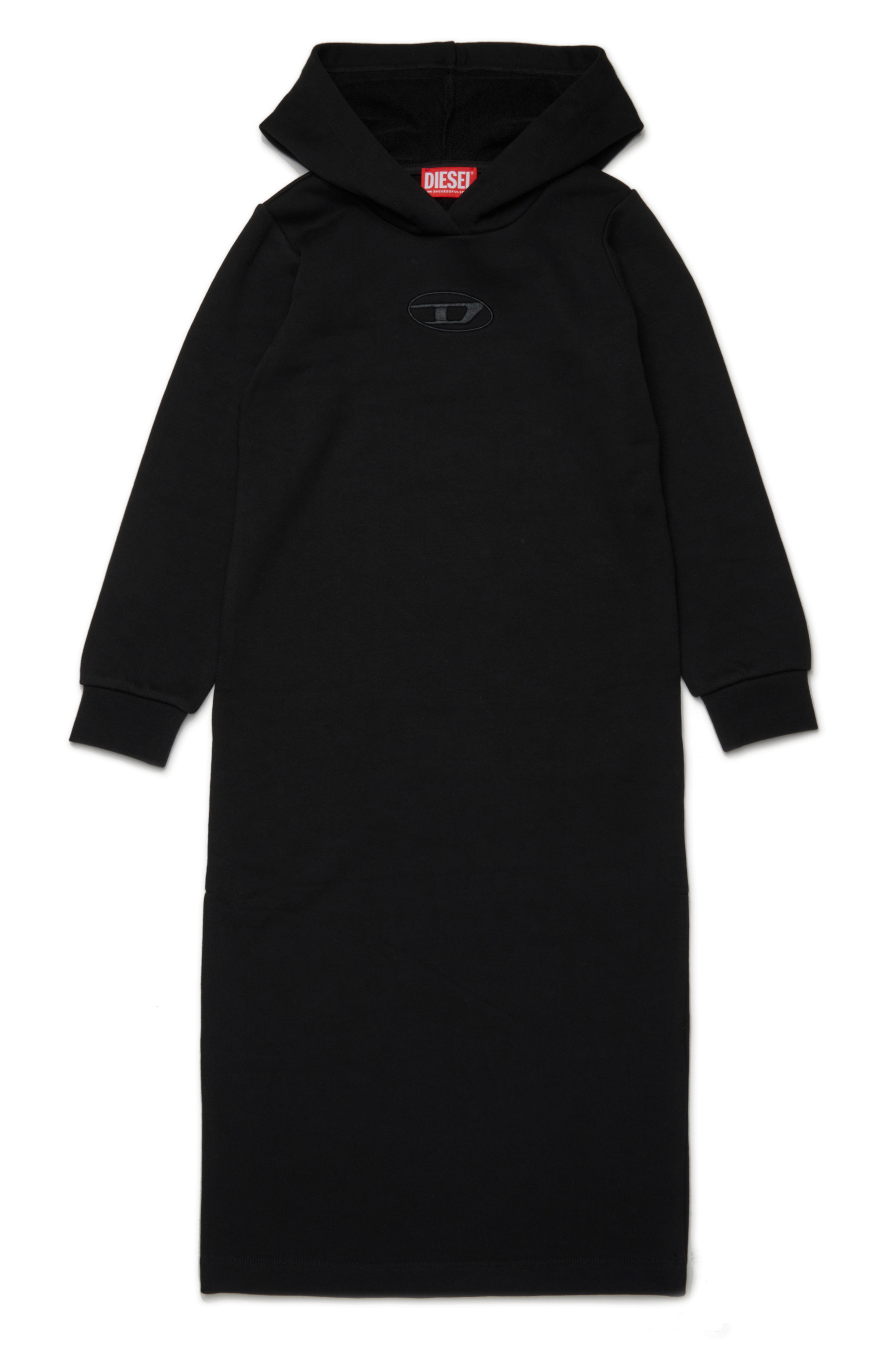 Diesel - DYTIN, Femme Robe sweat-shirt à capuche avec broderie Oval D in Noir - Image 1
