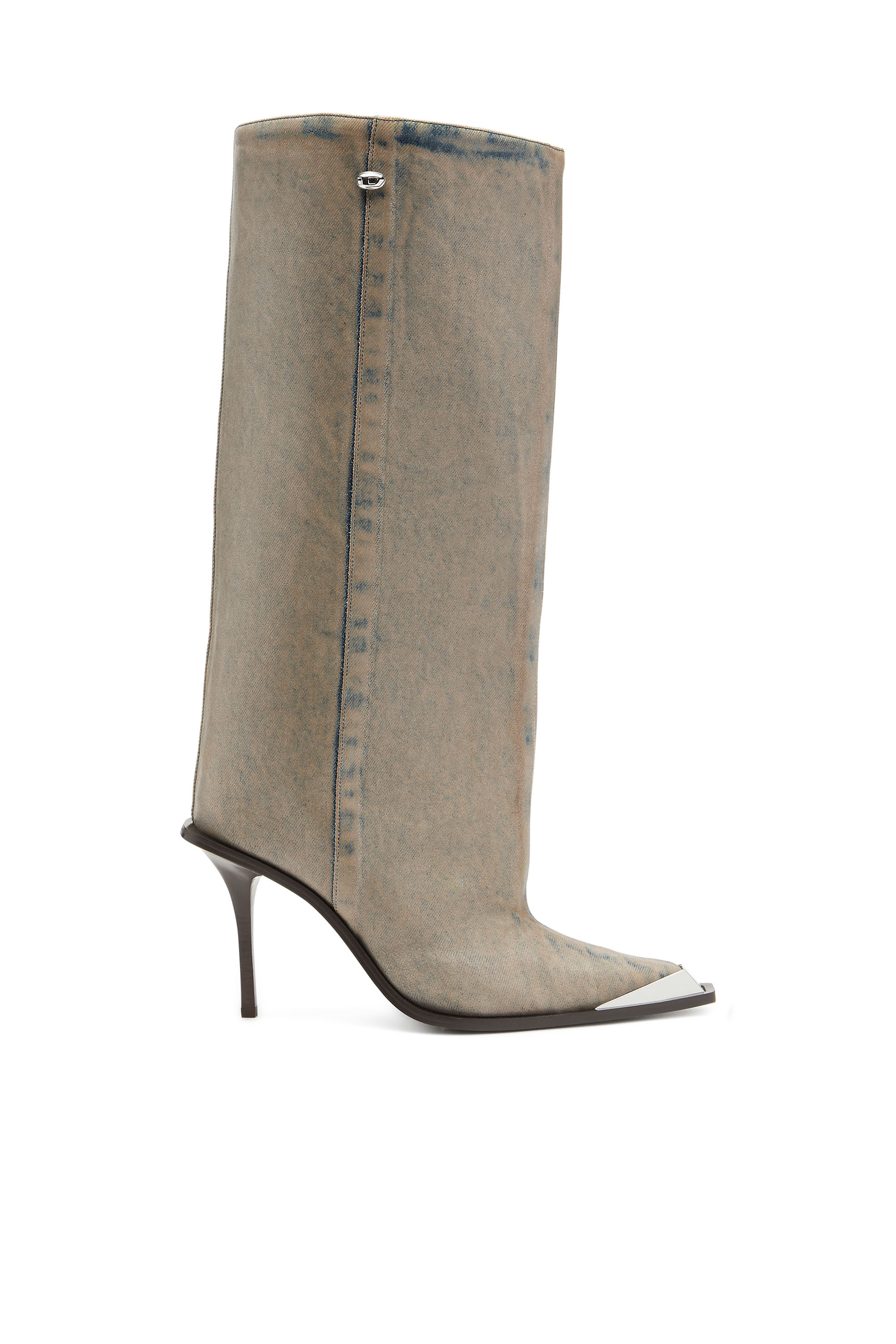 Diesel - D-TONA WB, D-Tona-Bottes hauteur genoux en denim solarisé enduit Femme in Beige - 1