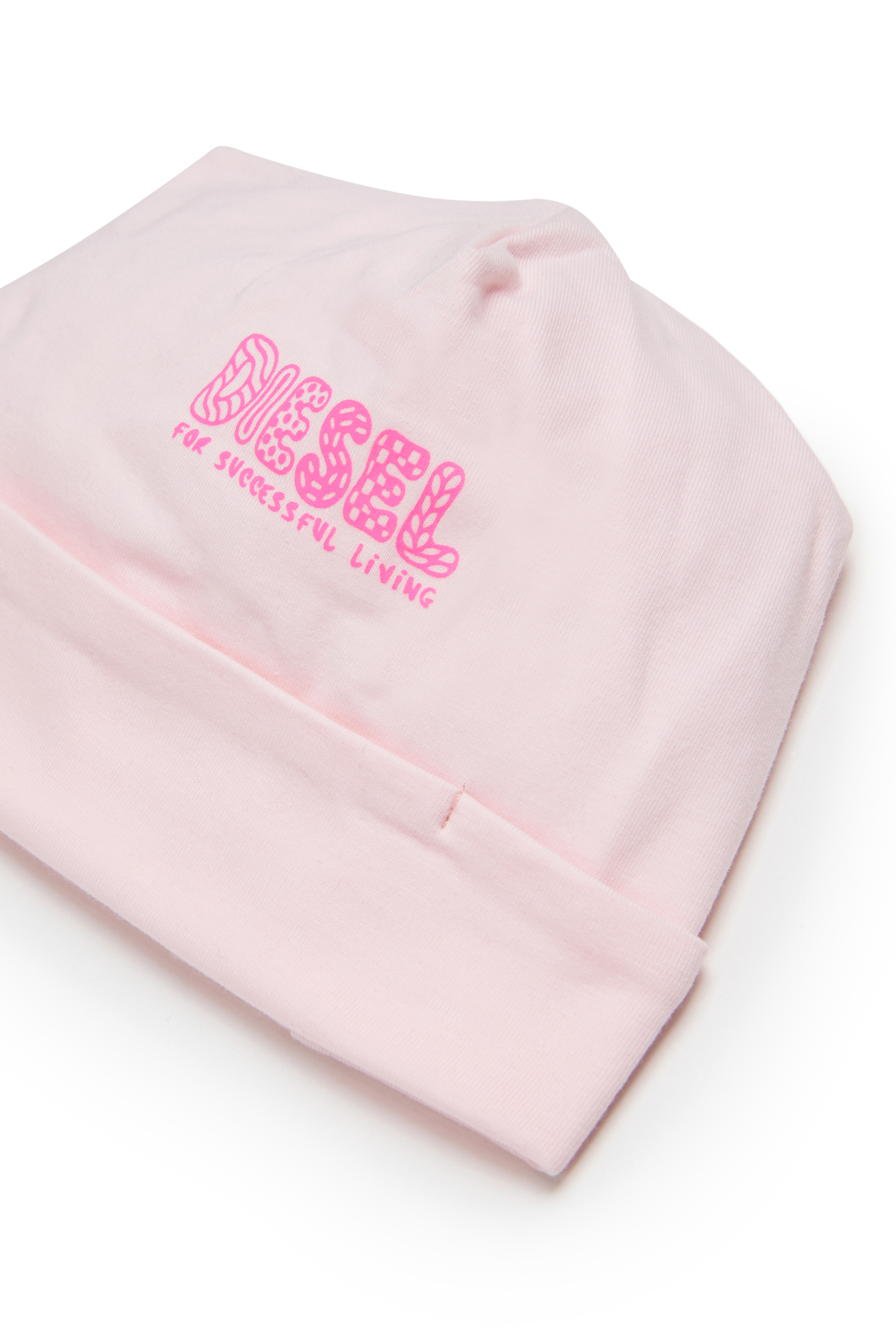 Diesel - FUBBY-NB, Bonnet nouveau-n&eacute; avec logo doodle imprim&eacute; Mixte in Rose - 3