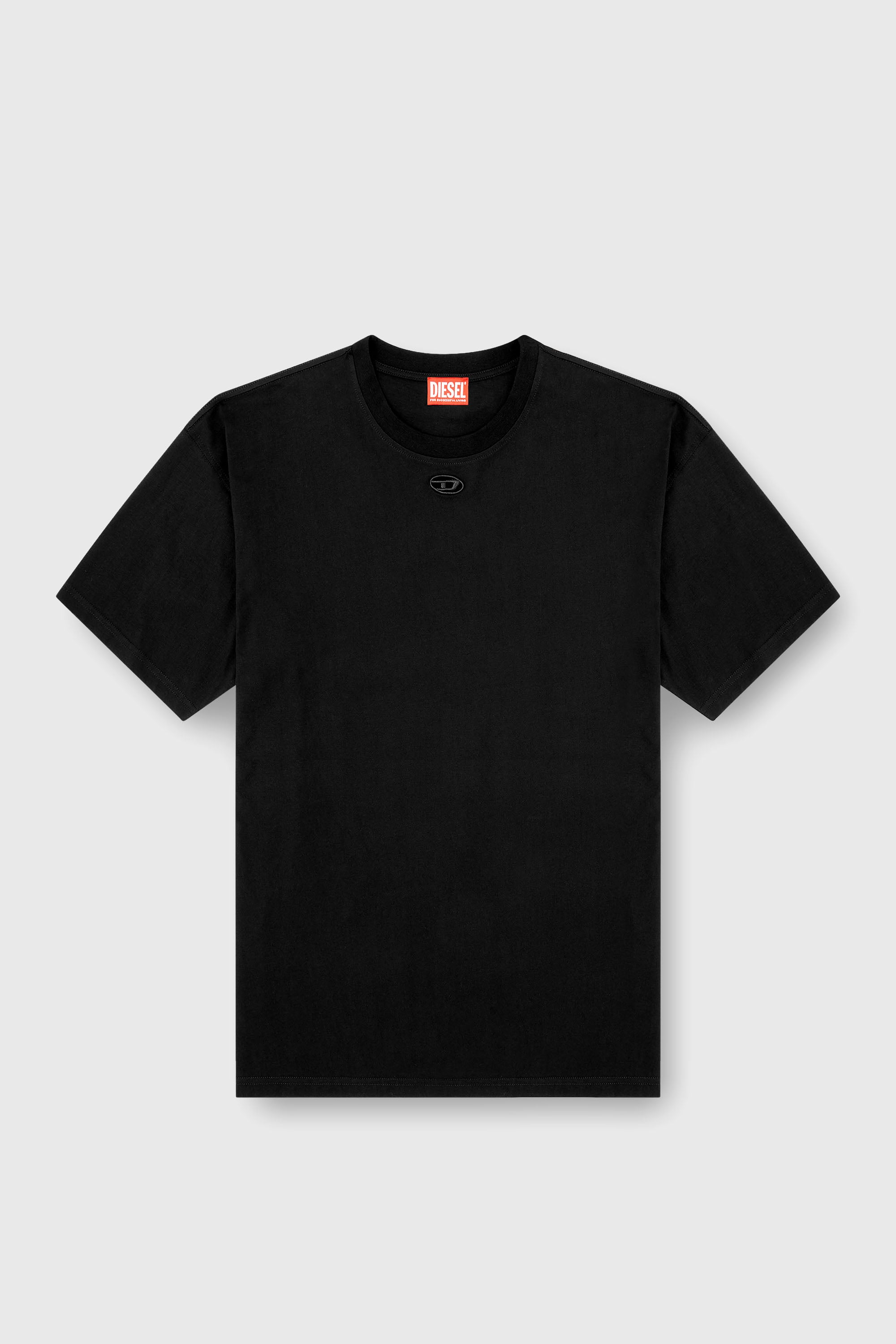 Diesel - T-BOXT-DCO, T-shirt en coton d&eacute;contract&eacute;e avec broderie Oval D Homme in Noir - 2