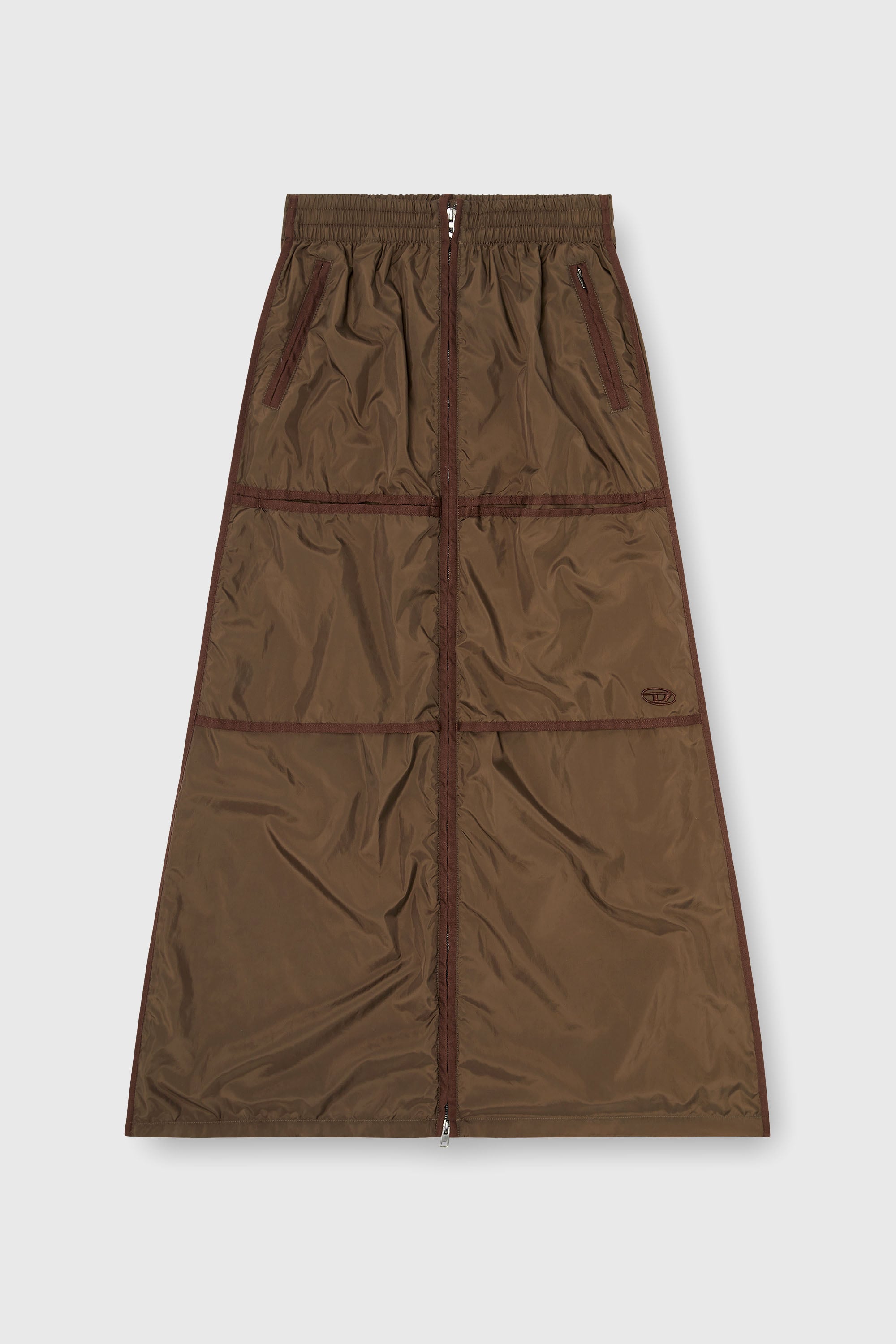 Diesel - O-HYTON, Jupe maxi coupe windbreaker avec zip devant Femme in Marron - 2