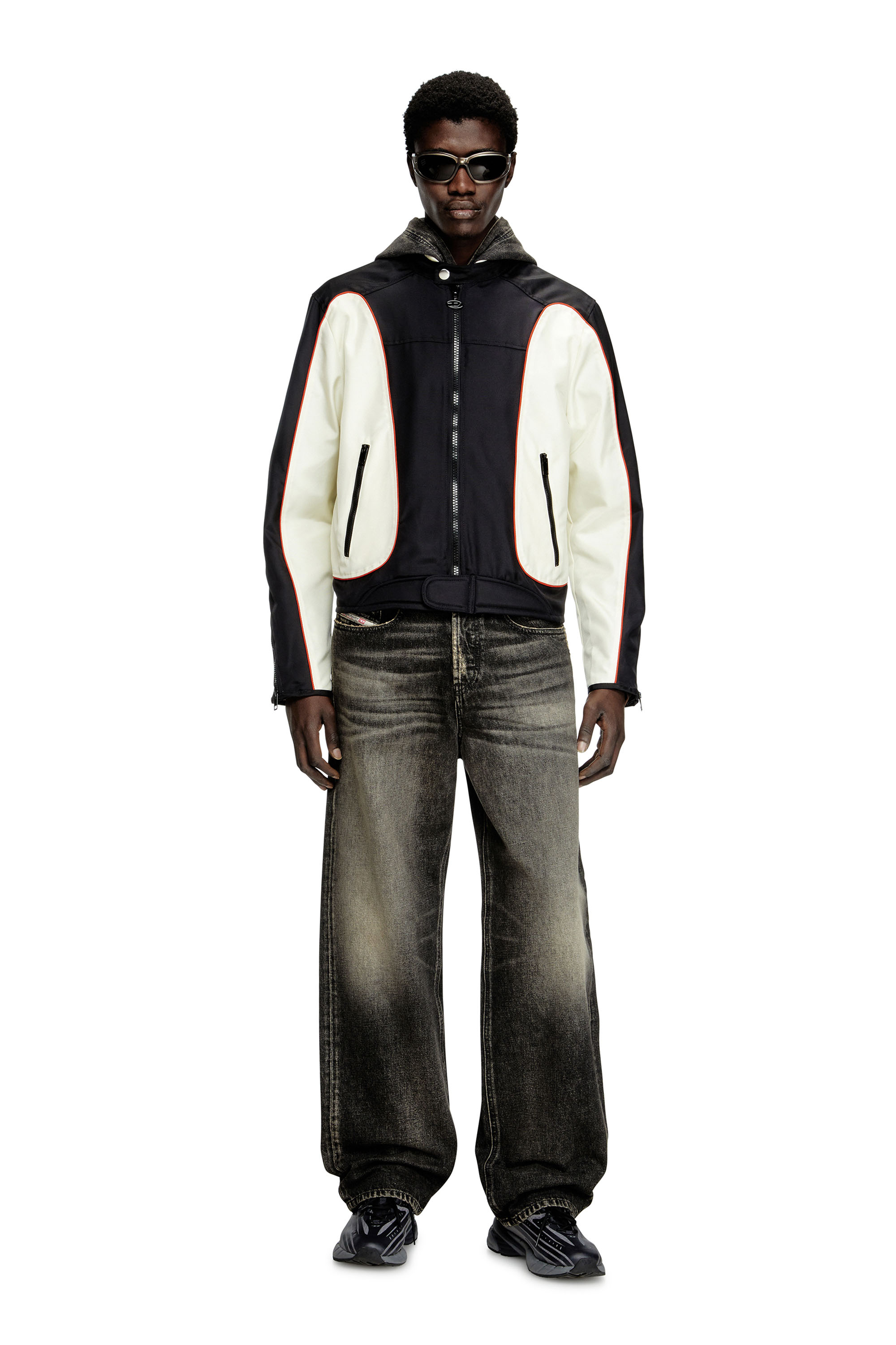 Diesel - J-BLINK-A, Veste biker color-block avec passepoil Homme in Polychrome - 2