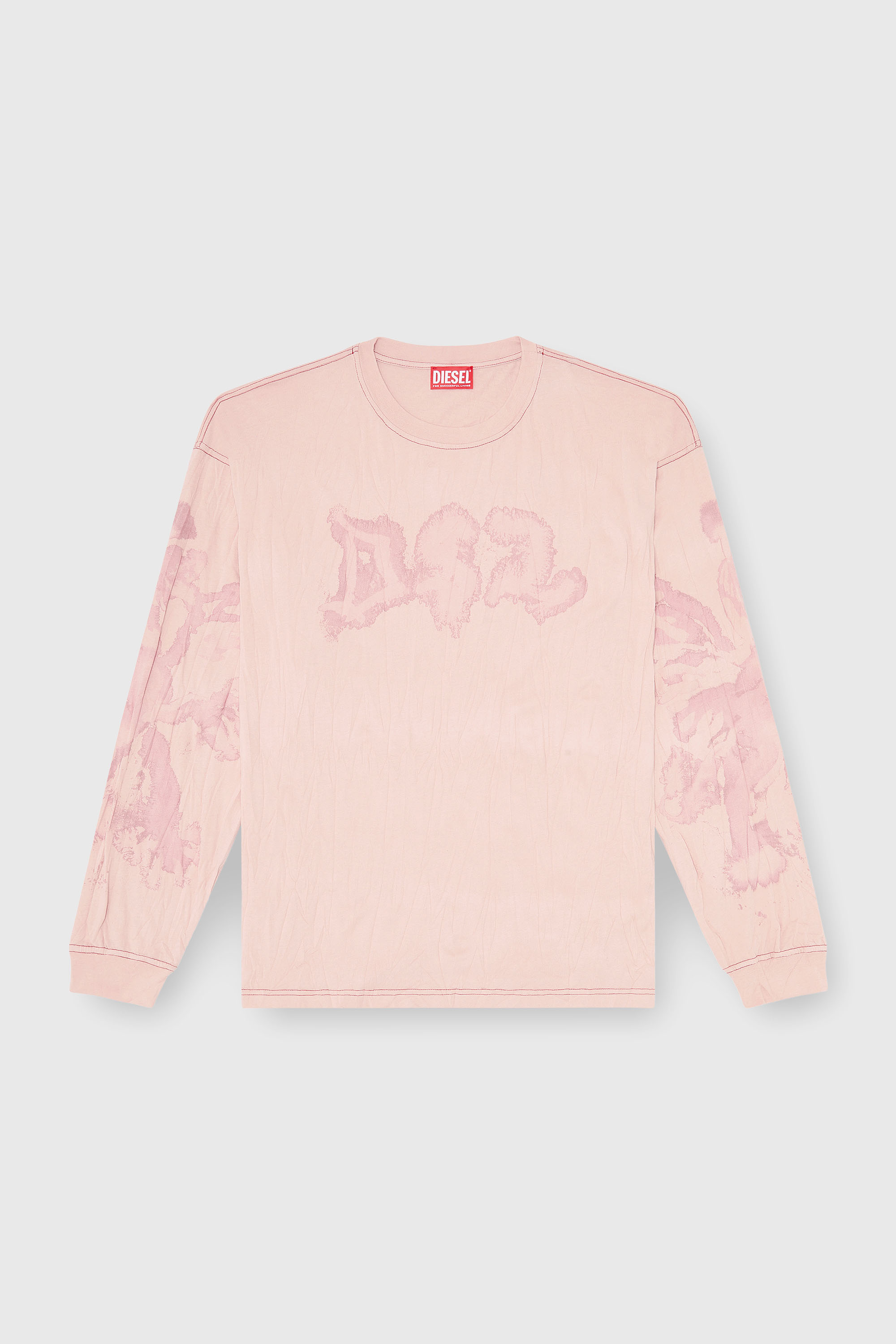 Diesel - T-BOXT-LS-AA4, T-shirt relaxed &agrave; manches longues avec imprim&eacute; tachet&eacute; Homme in Rose - 2