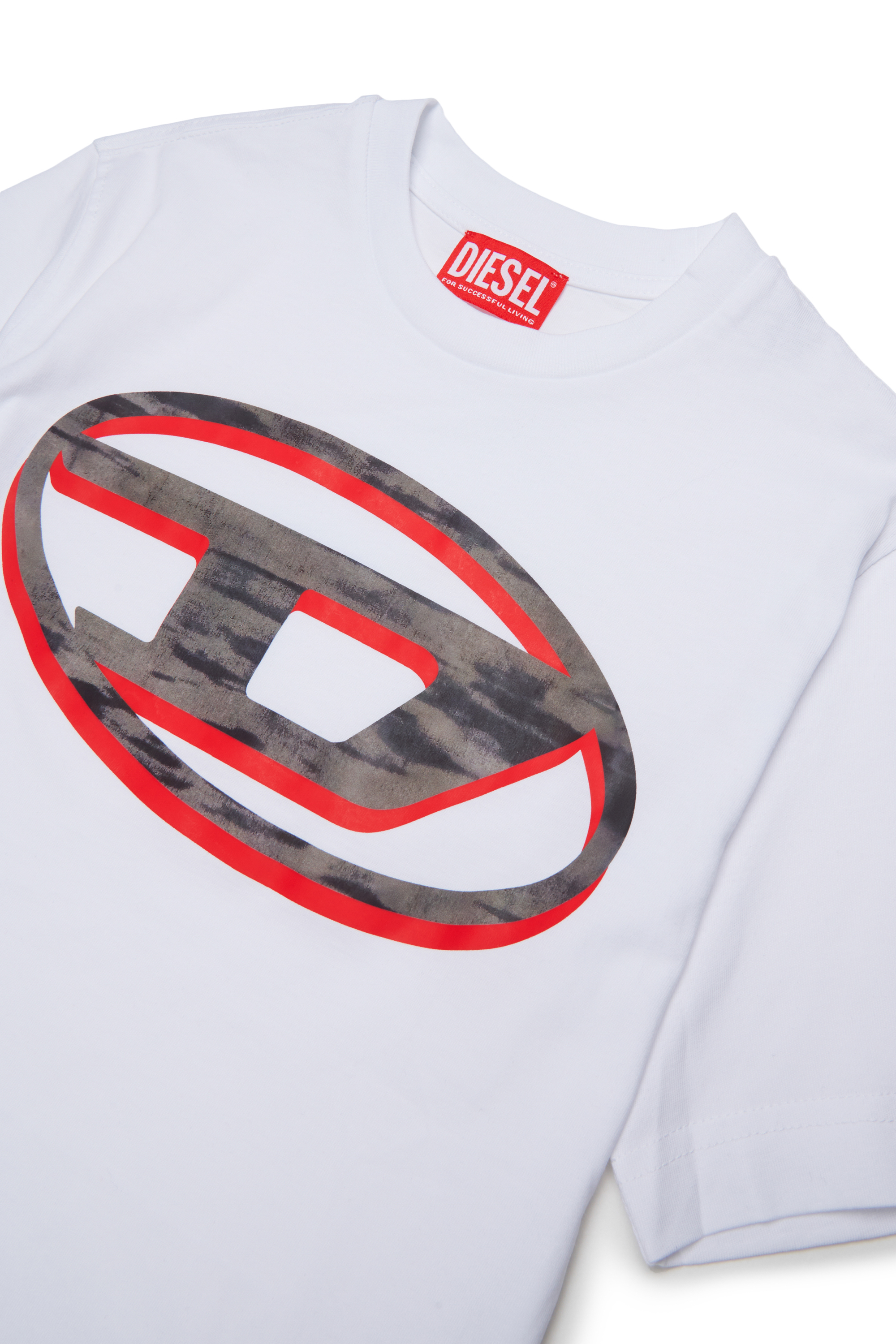 Diesel - TVEL OVER, T-shirt avec imprim&eacute; Oval D bicolore Homme in Blanc - 3