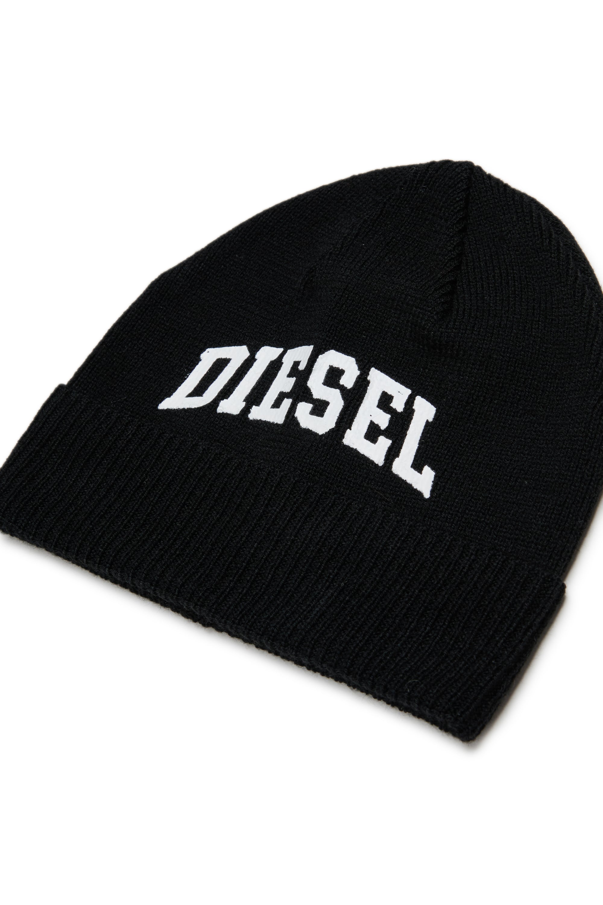 Diesel - FBAND, Bonnet en laine m&eacute;lang&eacute;e avec logo Mixte in Noir - 3