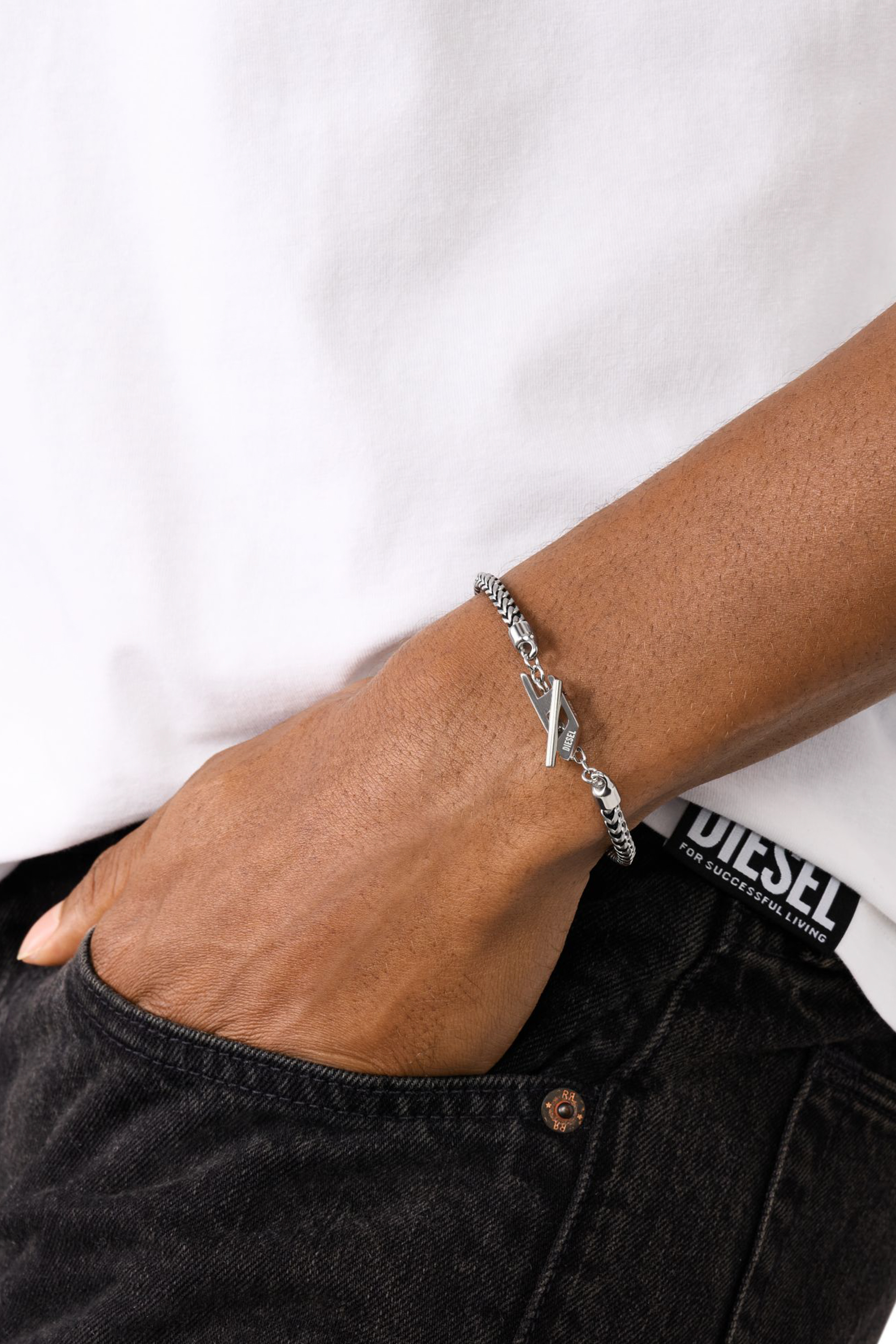 Diesel - DX1551040 JEWEL, Bracelet chaîne en acier inoxydable Mixte in Gris argenté - 3