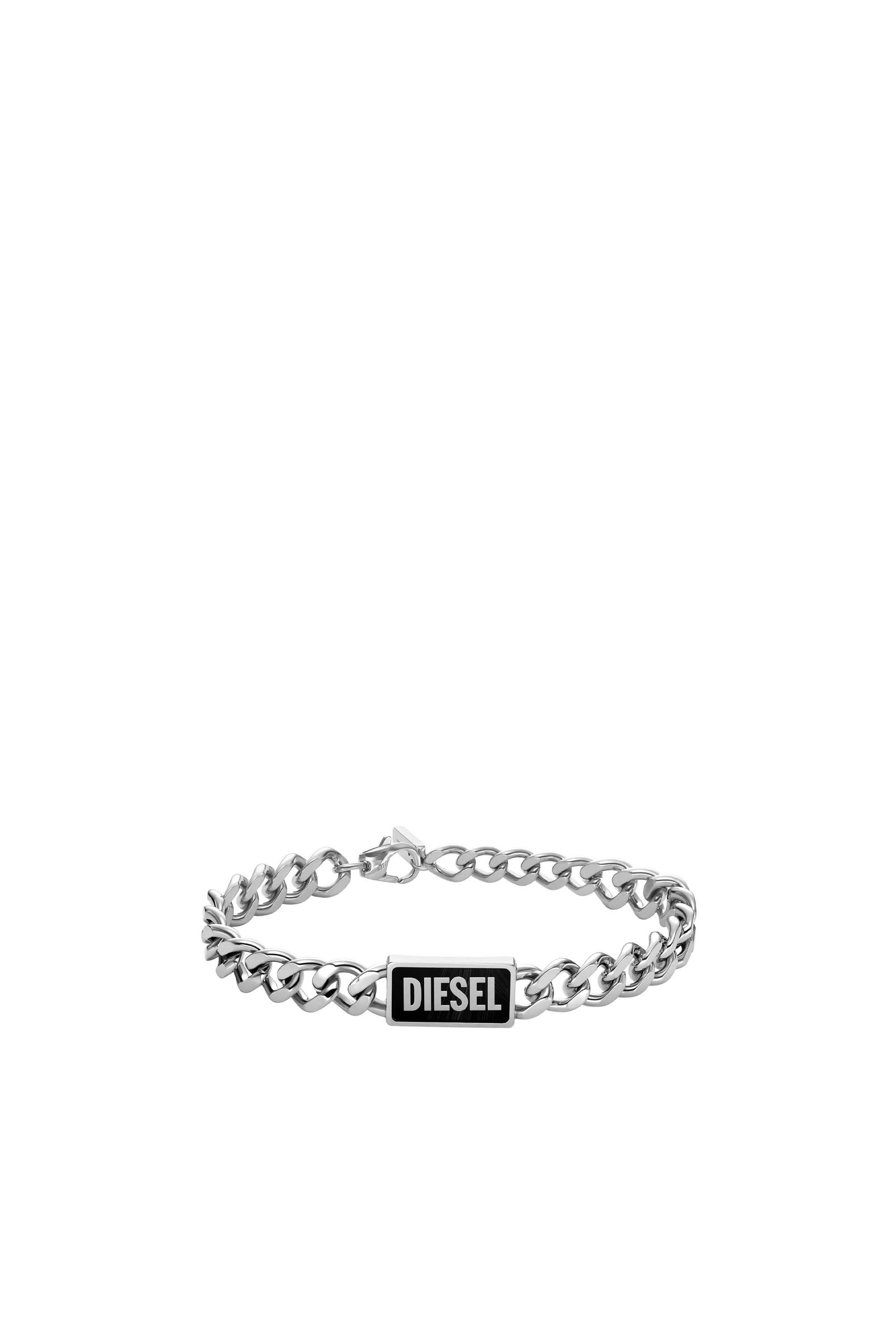 Diesel - DX1513, Mixte Bracelet ID avec agate noire in Gris argenté - Image 1