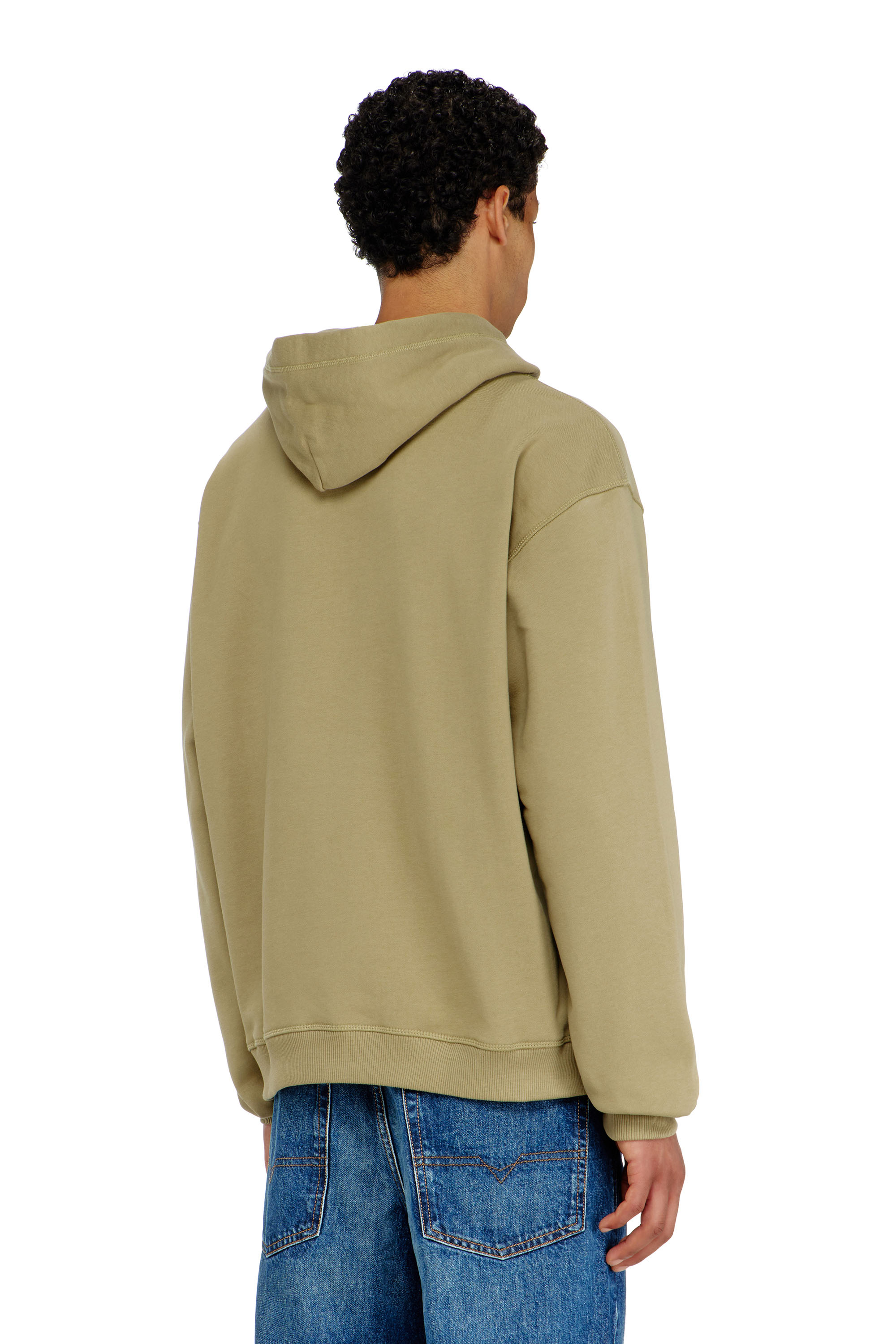 Diesel - S-NORM-HOOD-IOD, Sweat &agrave; capuche en coton avec Oval D m&eacute;tallique Homme in Vert - 4