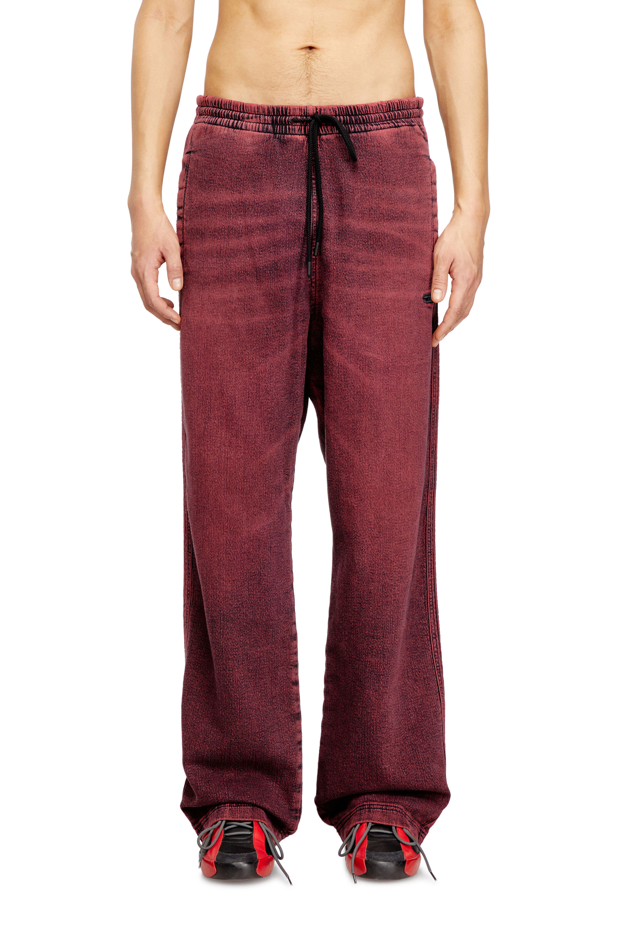 Diesel - Relaxed D-Martyans Track Denim 09Q50 Homme, Rouge - Image 3