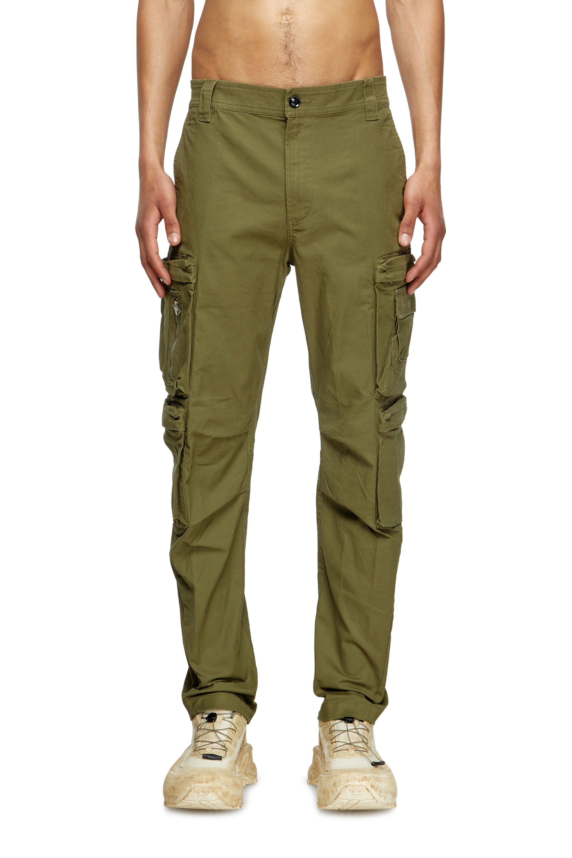 Diesel - P-ARLEM, Pantalon cargo avec poche zipp&eacute;e Homme in Vert - 1