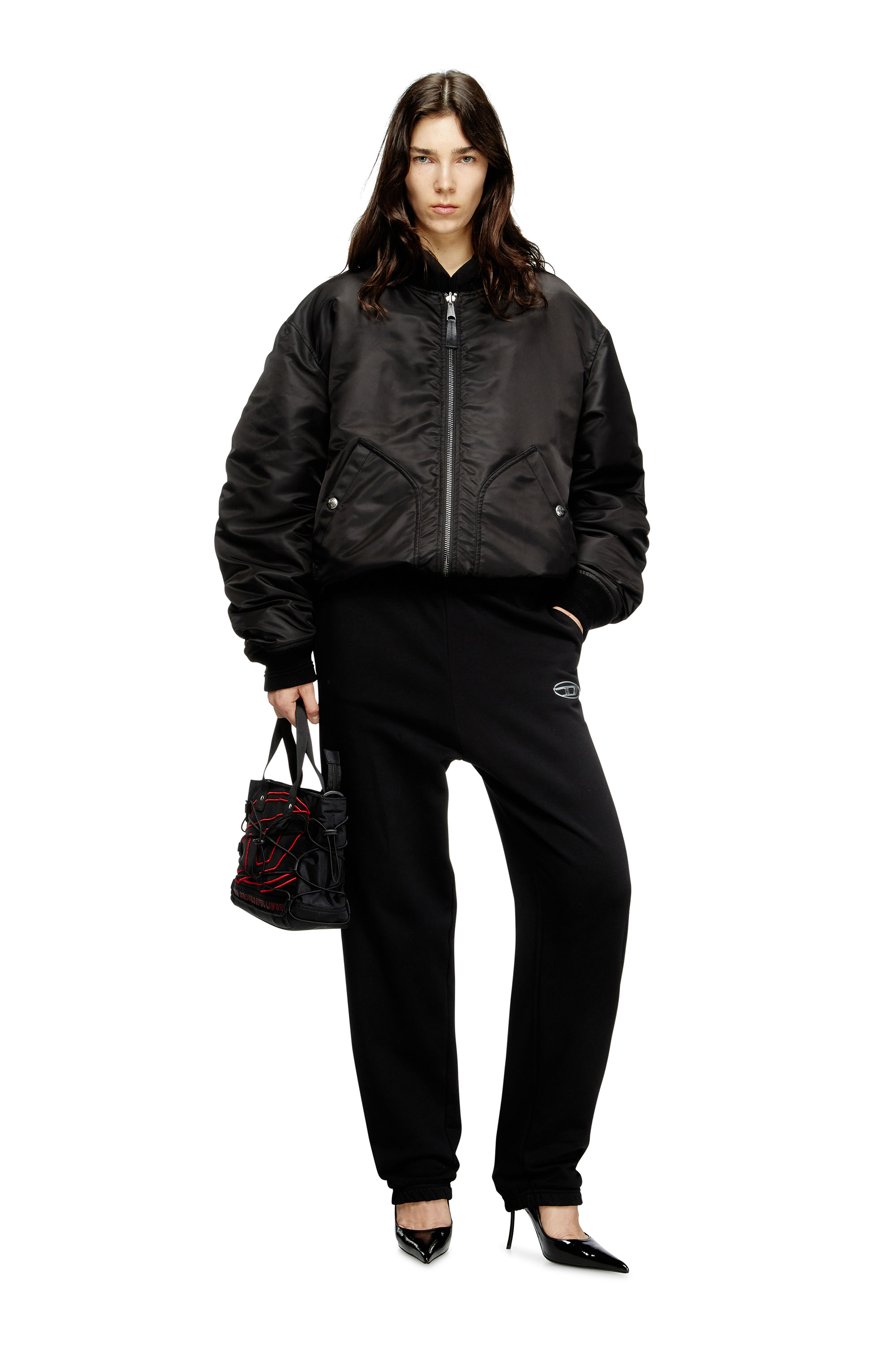 Diesel - P-LACYN-OD, Pantalon de survêtement avec logo Oval D effet métal Femme in Noir - 2