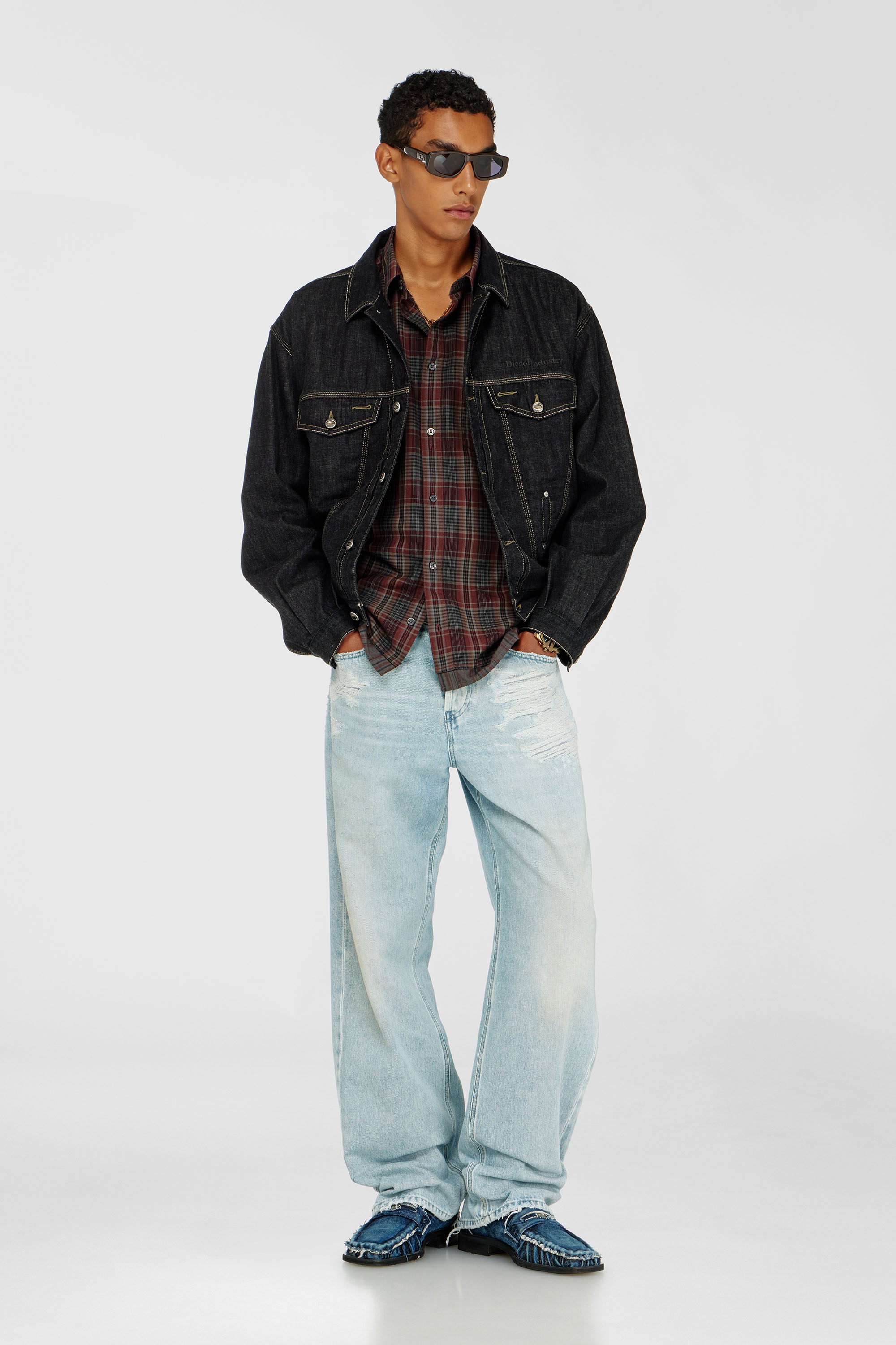 Diesel - S-TEN, Chemise en flanelle &agrave; carreaux m&eacute;tallis&eacute;s Homme in Polychrome - 2