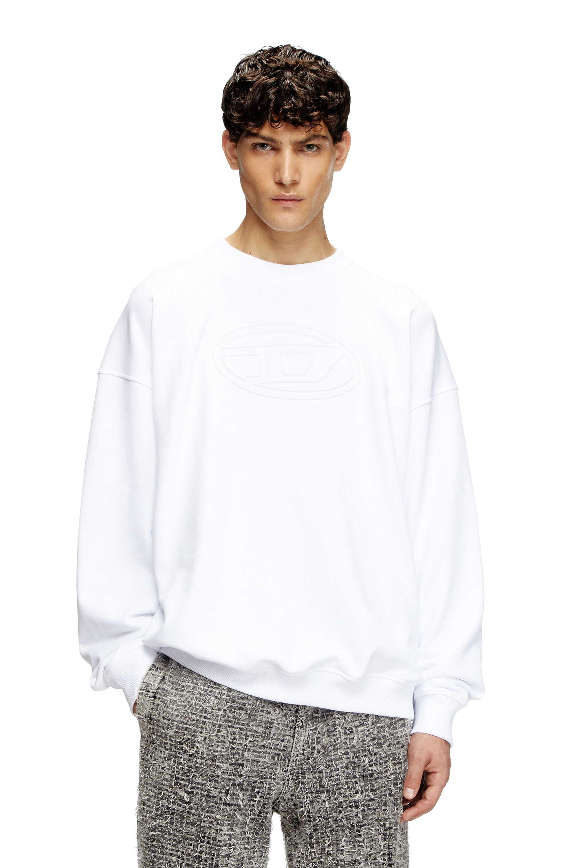 Diesel - S-MART-BIGOVAL, Sweat-shirt avec Oval D embossé Homme in Blanc - 1