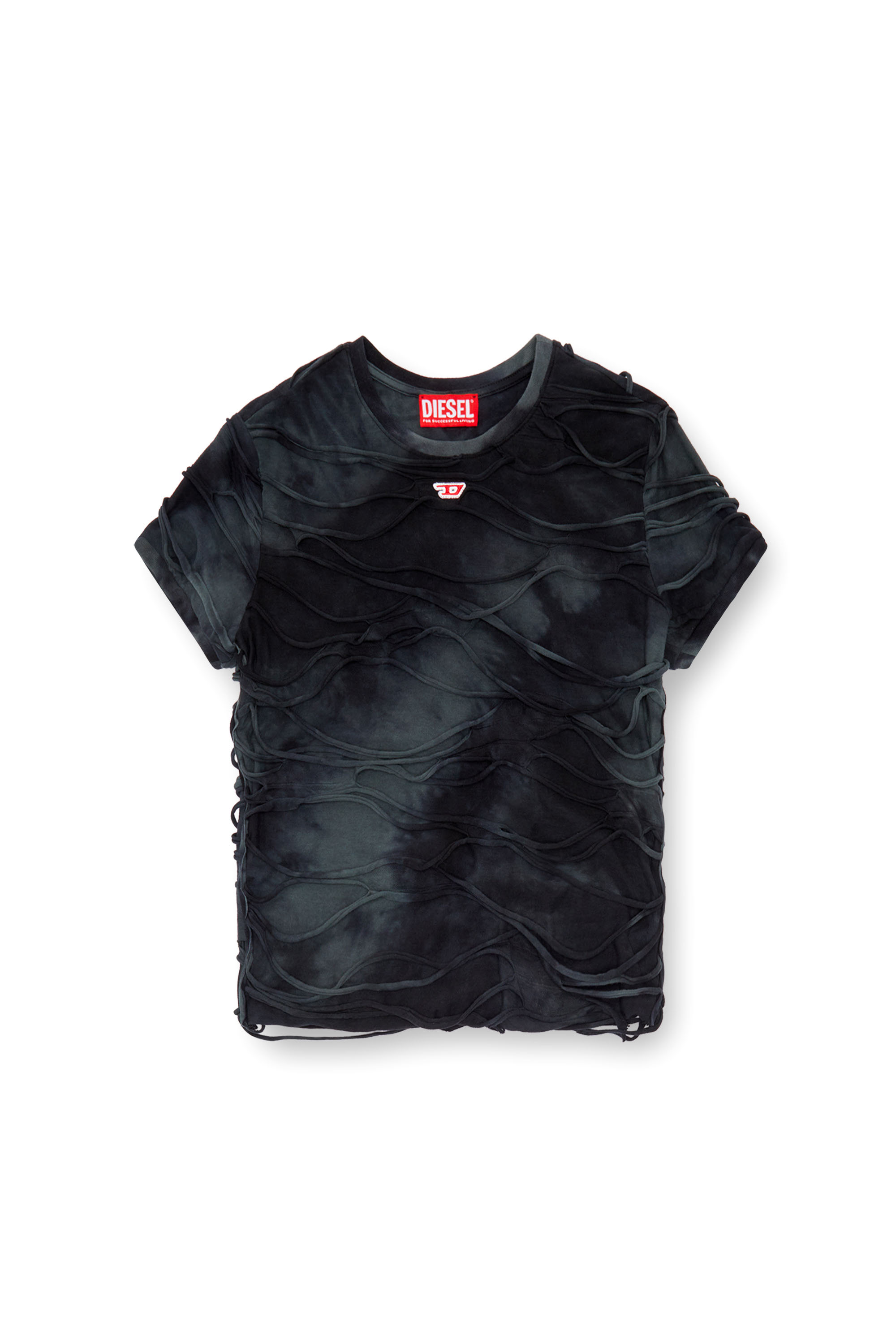 Diesel - T-UNCUTIE-LONG-P1, Femme T-shirt avec fils flottants in Noir - Image 3